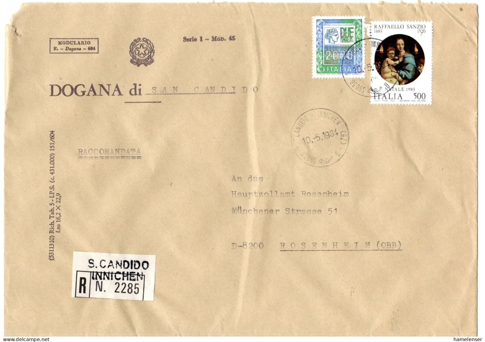 L75943 - Italien - 1984 - 2000L Siracusa MiF A R-Bf S CANDIDO -> Westdeutschland - 1981-90: Storia Postale