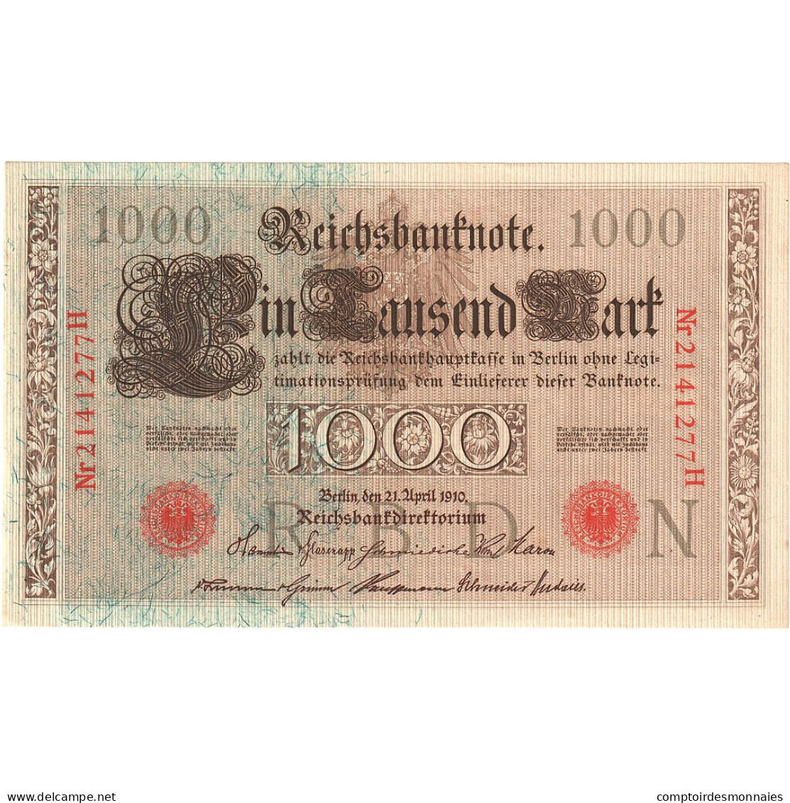 Allemagne, 1000 Mark, 1910-04-21, SUP - 1000 Mark