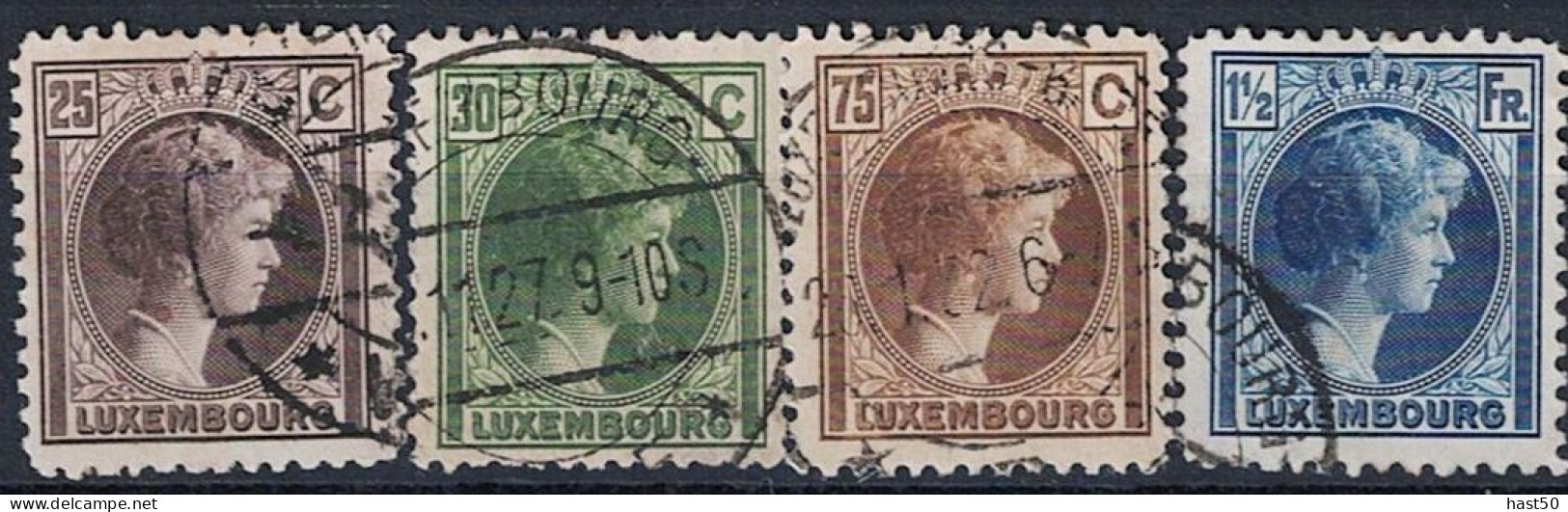 Luxemburg - Großherzogin Charlotte "Rechtsprofil" (MiNr: 187/9 + 191) 1927 - Gest Used Obl - 1926-39 Charlotte Right-hand Side