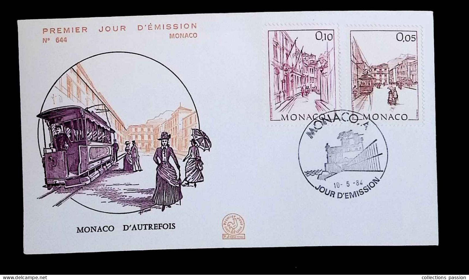 CL, FDC, 1 Er Jour, Monaco. A, 10-5-84, Monaco D'autrefois, Tramway - FDC