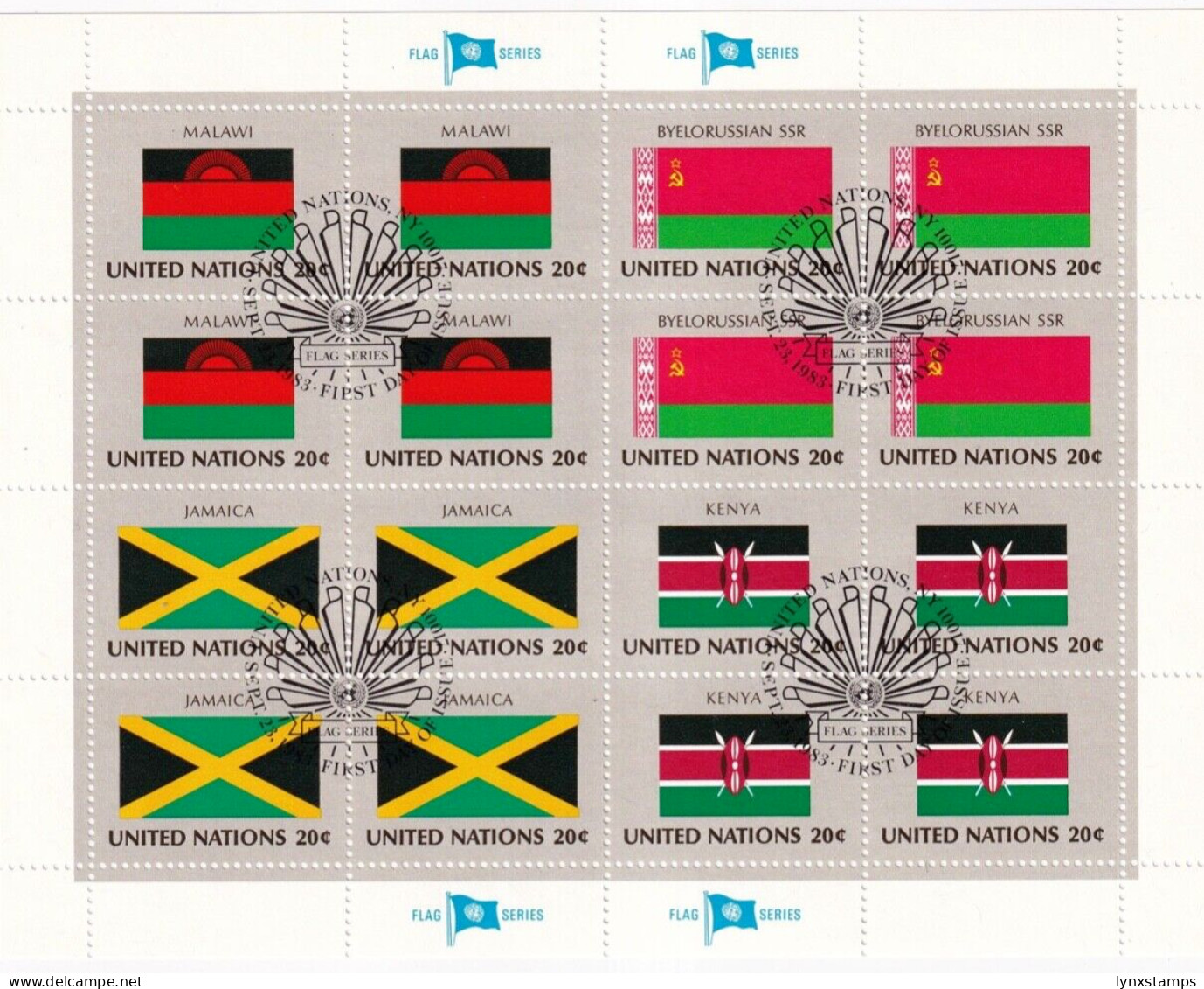 G010 United Nations 1983 Flag Series Malawi Belarus Jamaica Kenya - Gebruikt