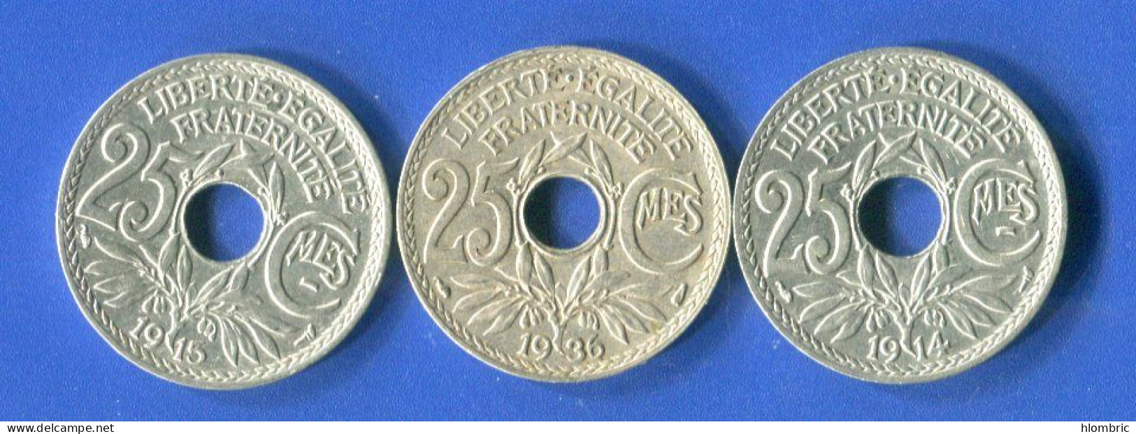 25  Cents  1914 +1915  + 1936 - 25 Centimes