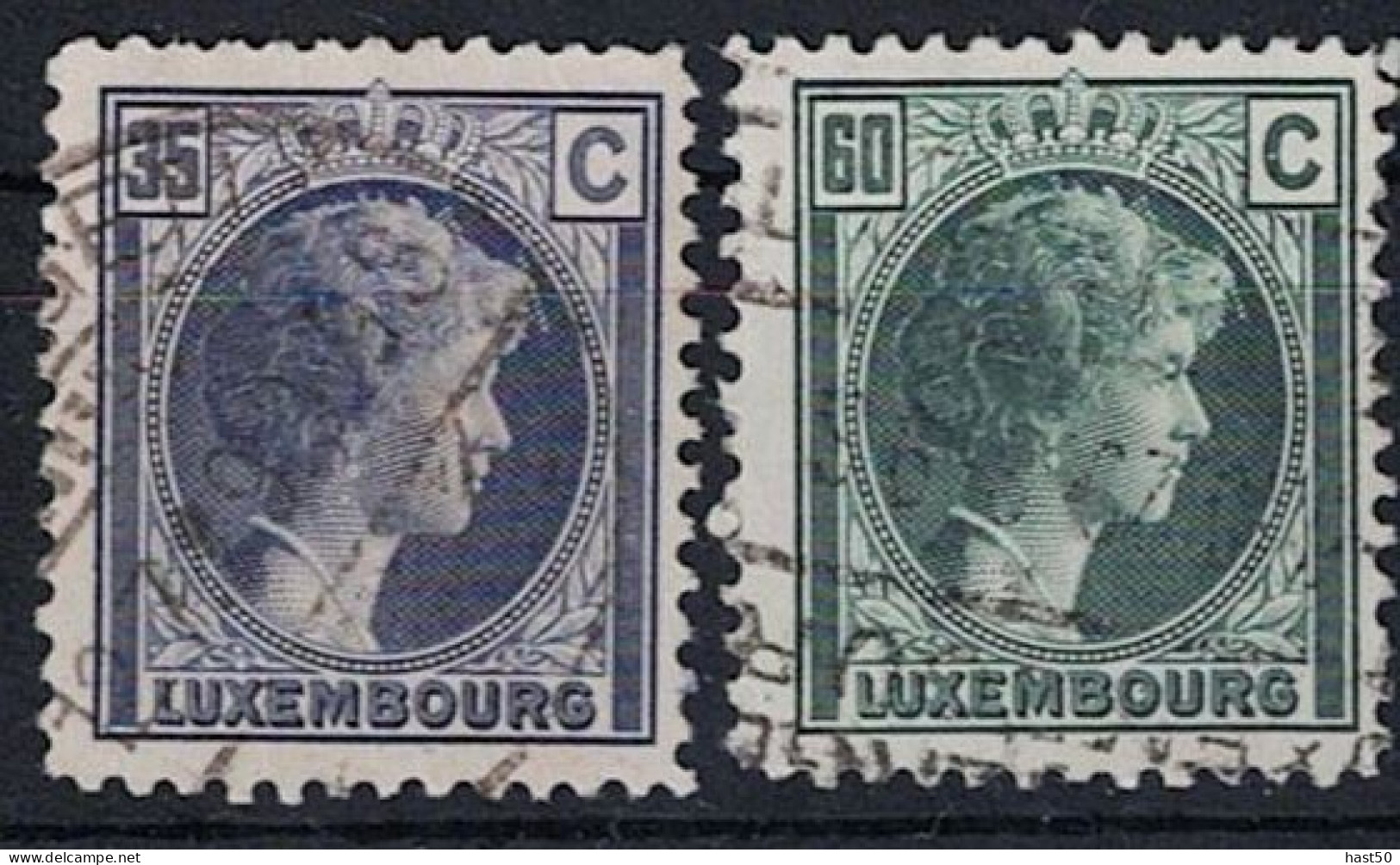 Luxemburg - Großherzogin Charlotte "Rechtsprofil" (MiNr: 205/6 ) 1928 - Gest Used Obl - 1926-39 Charlotte Rechterzijde