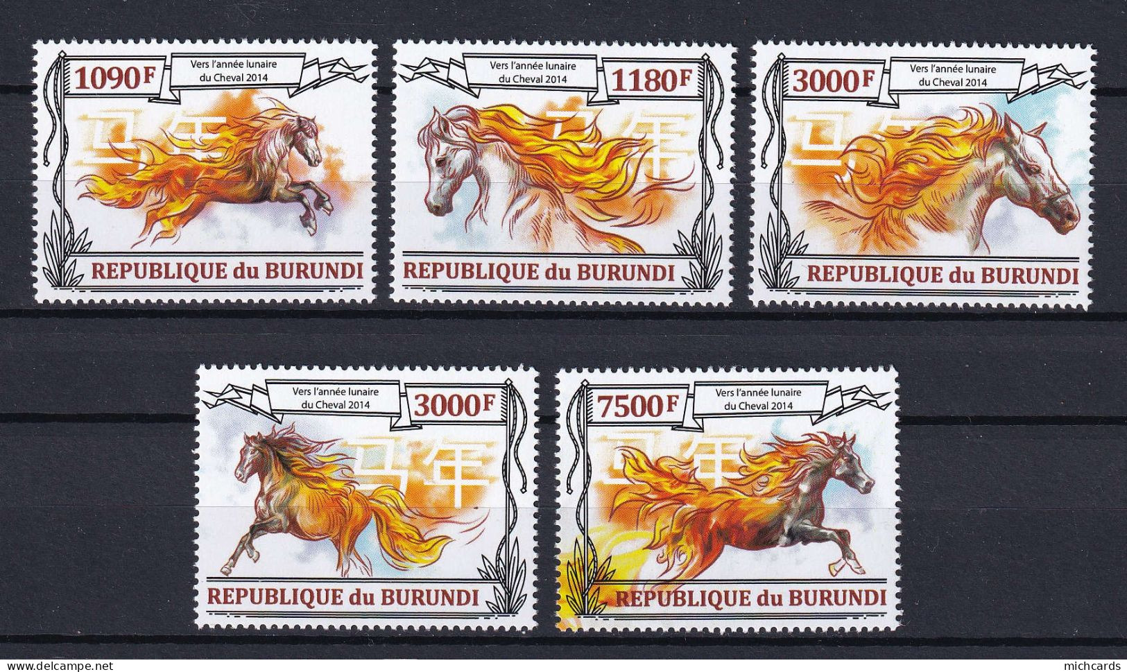 172 BURUNDI 2013 - Y&T 2074/77 Du BF 358 - Annee Lunaire Chinois Cheval - Neuf ** (MNH) Sans Charniere - Unused Stamps