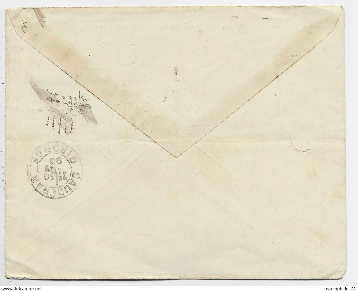 ARGENTINA 24C SOLO LETTRE COVER BUENOS AIRES 1893  TO FRANCE PAR BRESIL - Briefe U. Dokumente