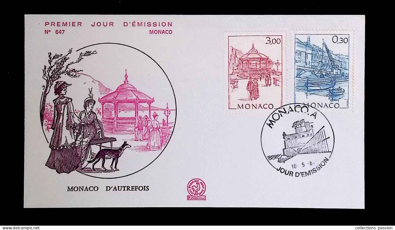 CL, FDC, 1 Er Jour, Monaco. A, 10-5-84, Monaco D'autrefois, Le Kiosque - FDC