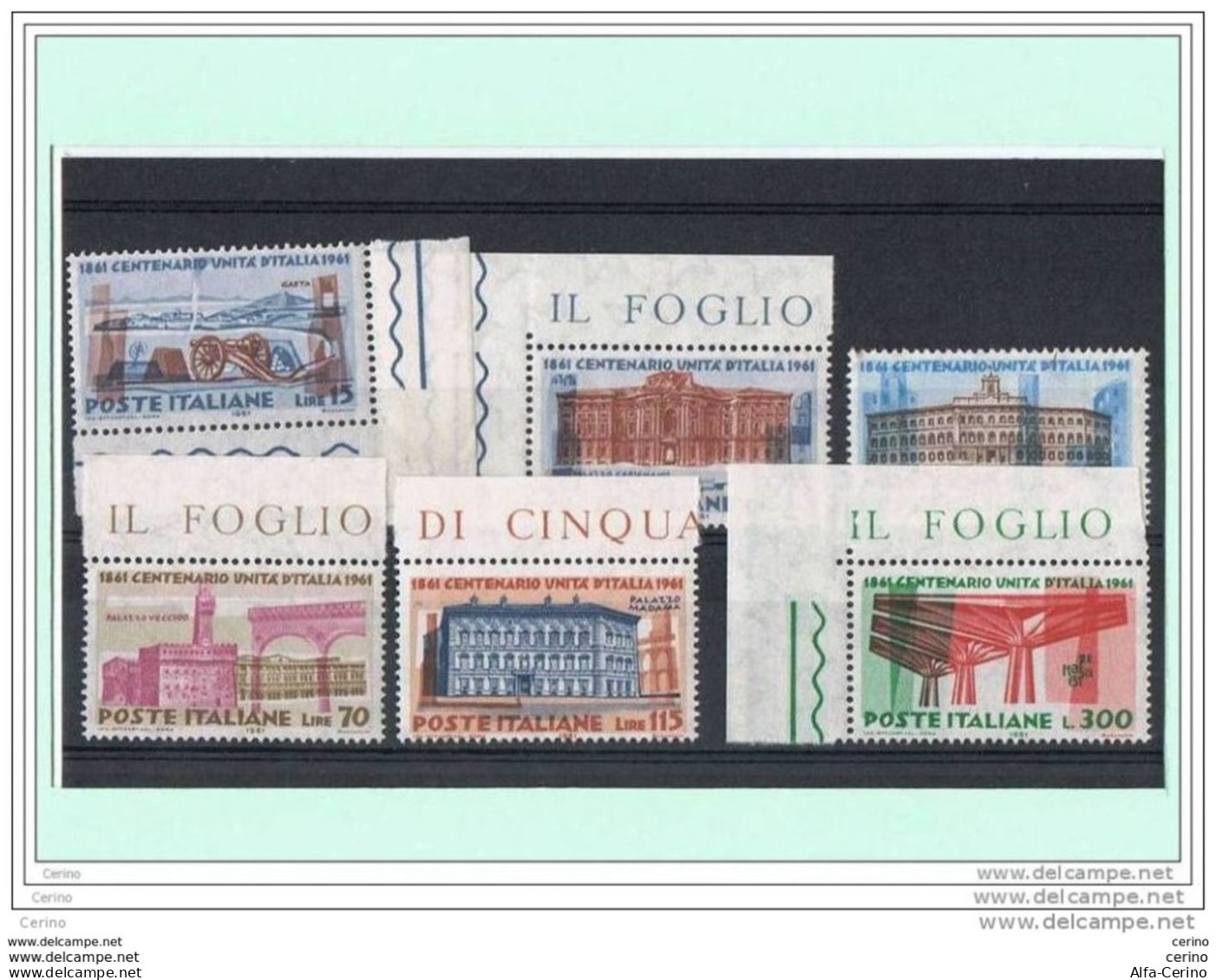 REPUBBLICA:  1961  UNITA'  D' ITALIA  -  S. CPL. 6  VAL. N. -  SASS. 926/31 - 1961-70: Mint/hinged