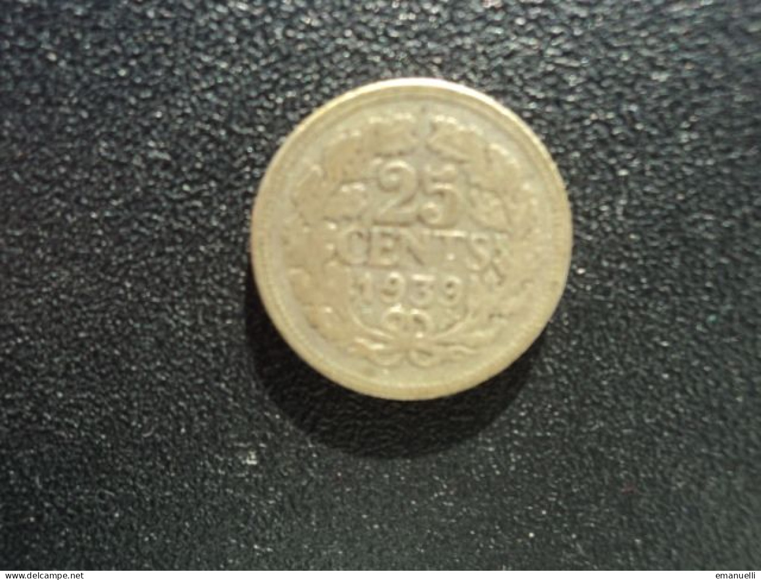 PAYS BAS : 25 CENTS   1939  *    KM 164      TB - 25 Cent