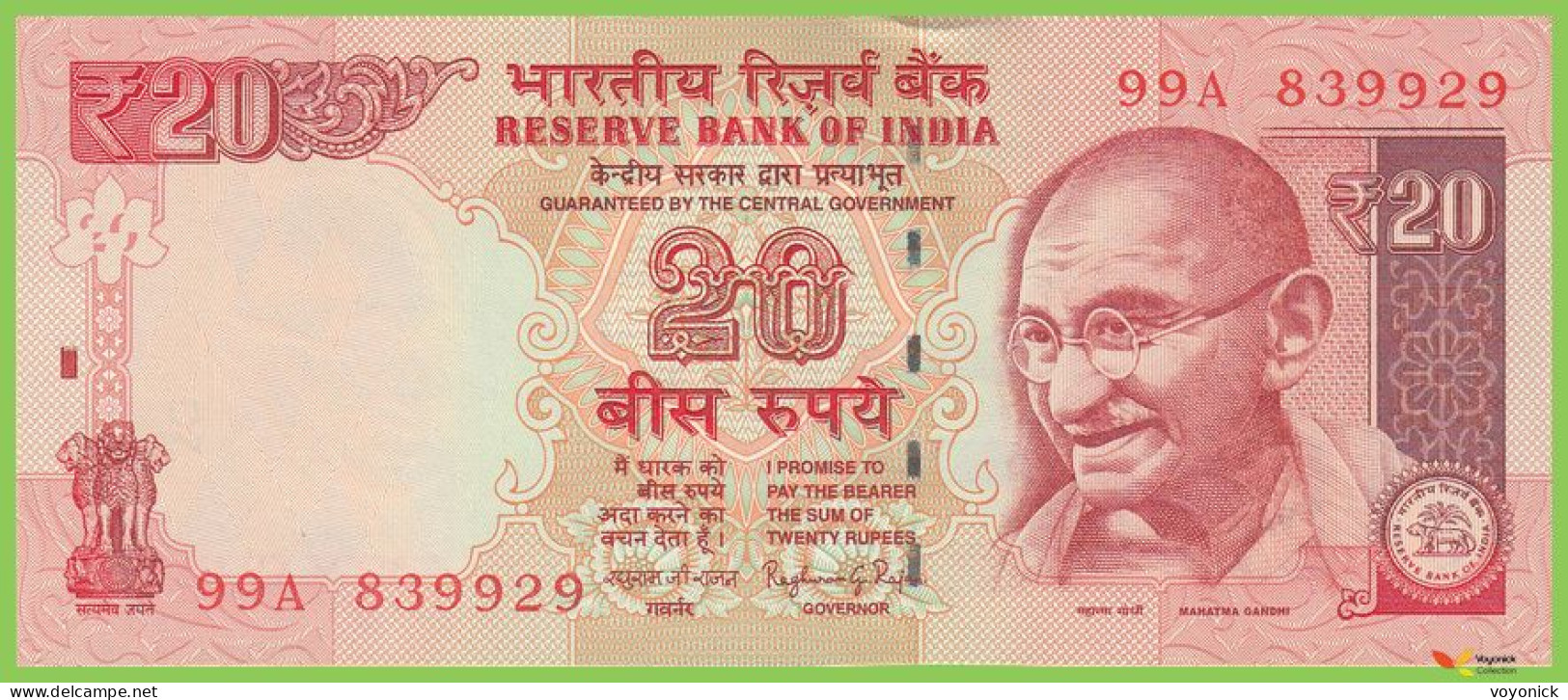 Voyo INDIA 20 Rupees 2014 P103g B287c1 99A W/o Letter UNC - India