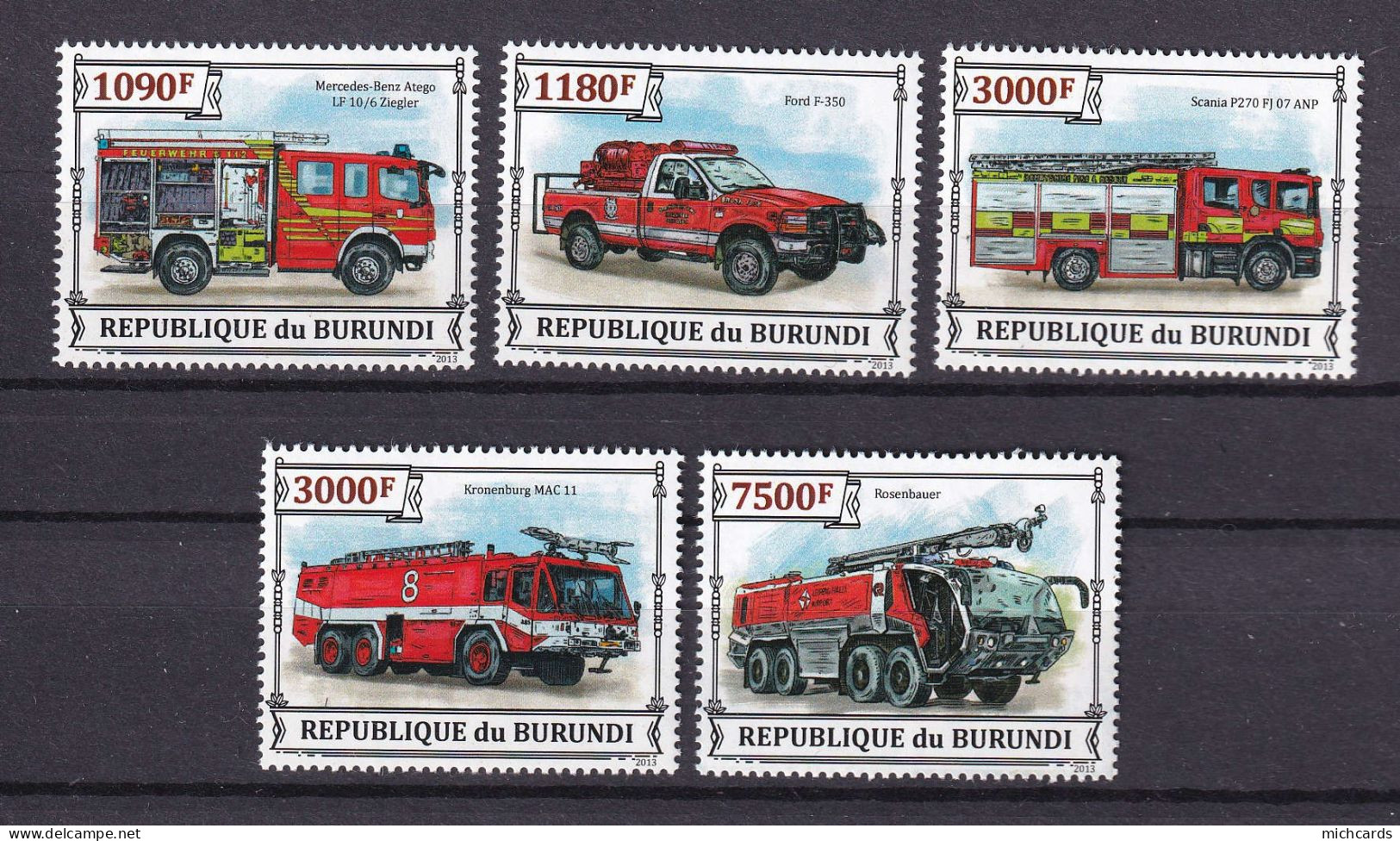 172 BURUNDI 2013 - Y&T 2130/33 Du BF 372 - Vehicule Pompiers Camion - Neuf ** (MNH) Sans Charniere - Unused Stamps