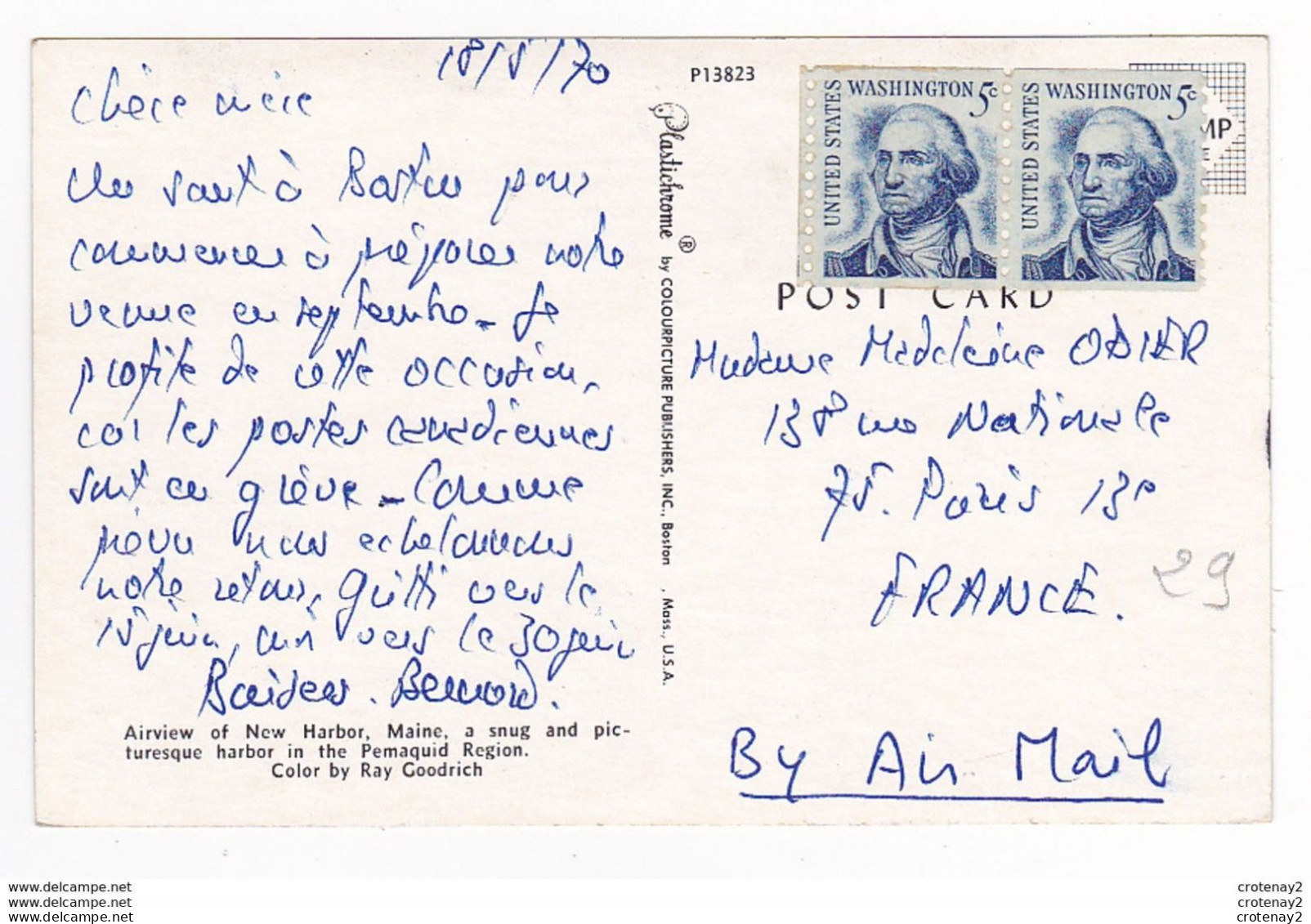 US Airiew Of New Harbor Maine In The Pemaquid Region En 1970 VOIR DOS Et TIMBRES Washington - Autres & Non Classés