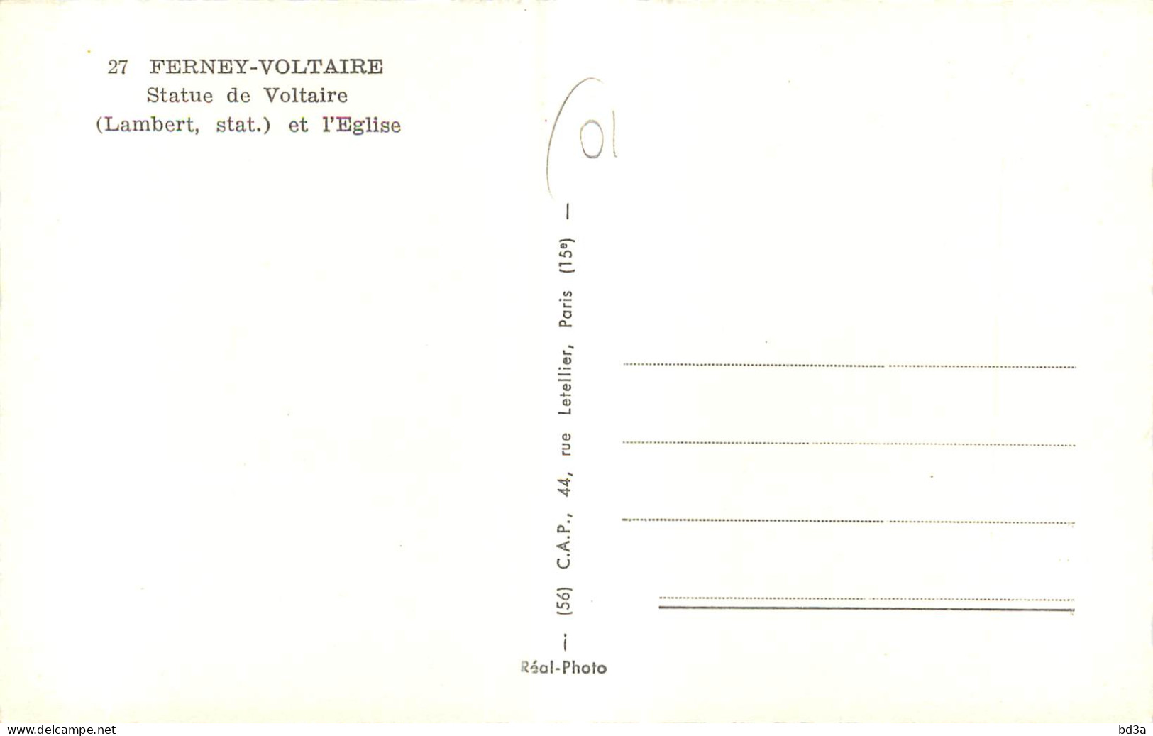 01 - FERNEY VOLTAIRE - STATUE DE VOLTAIRE - Ferney-Voltaire