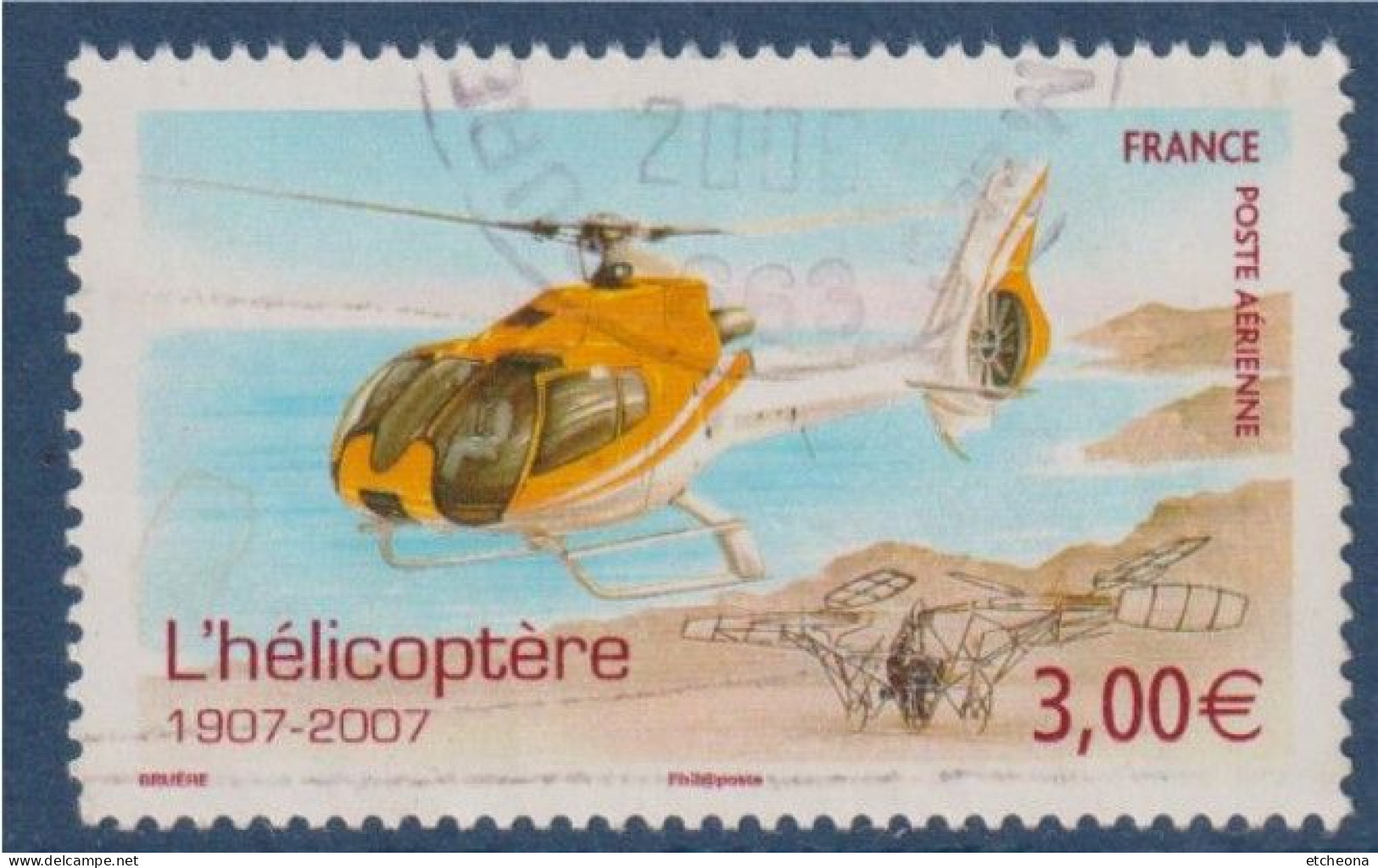 Centenaire De L'Hélicoptère Dessin De L'engin De Paul Cornu Et Hélicoptère EC130 N°PA70 Oblitéré - 1960-.... Gebraucht