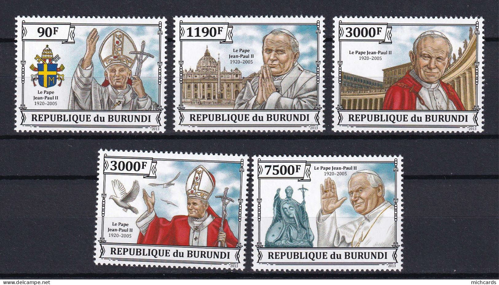 172 BURUNDI 2013 - Y&T 2134/37 Du BF 373 - Pape Jean Paul II - Neuf ** (MNH) Sans Charniere - Ungebraucht