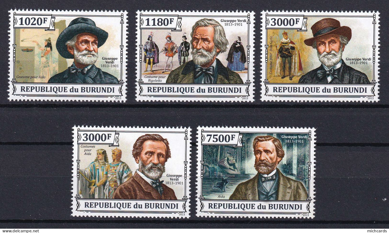 172 BURUNDI 2013 - Y&T 2142/45 Du BF 375 - Giuseppe Verdi Costume - Neuf ** (MNH) Sans Charniere - Nuovi