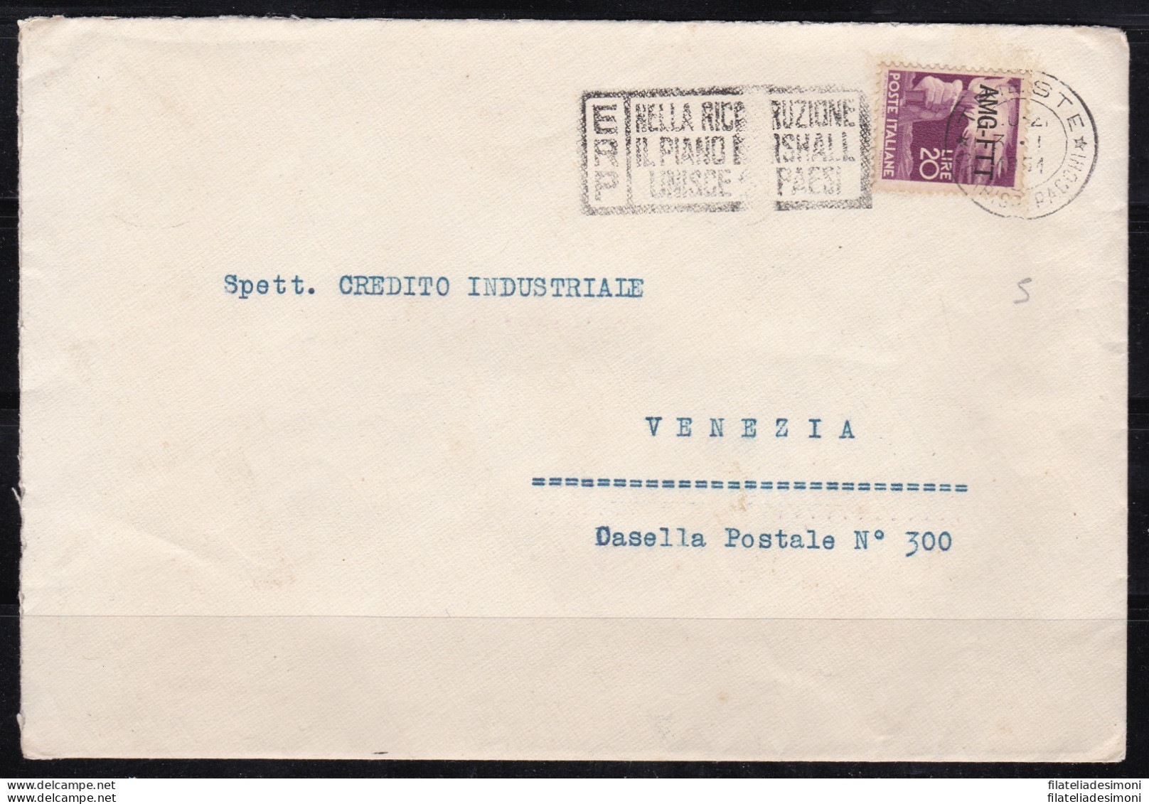 1951 TRIESTE A - N° 64 Su Lettera Commerciale Con Annullo Speciale ERP - PIANO - Other & Unclassified