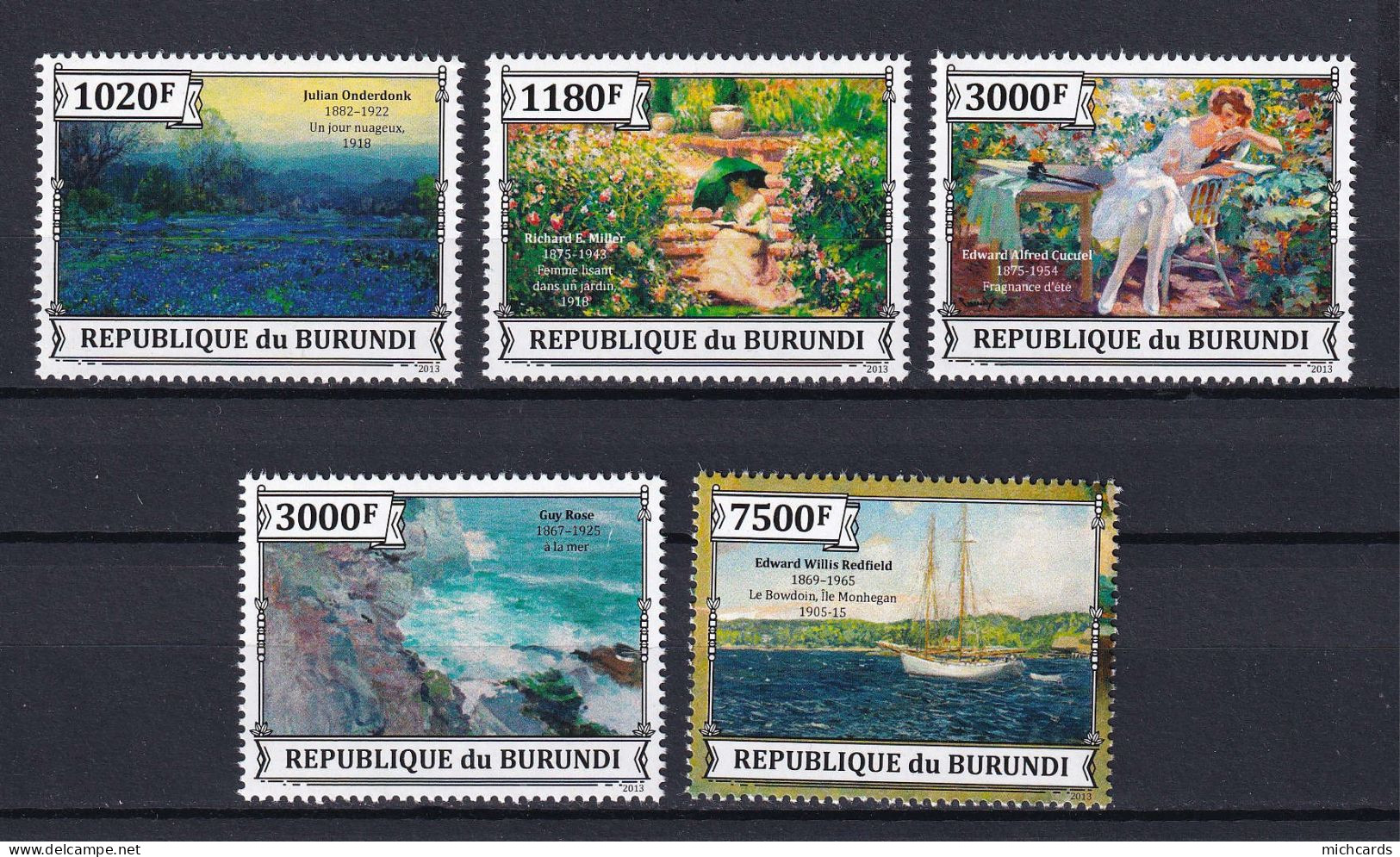 172 BURUNDI 2013 - Y&T 2146/49 Du BF 376 - Peinture Tableau - Neuf ** (MNH) Sans Charniere - Neufs