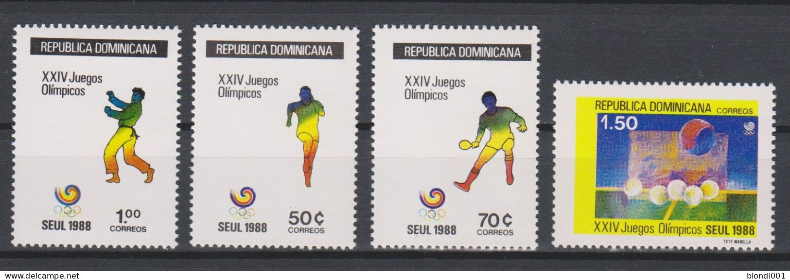 Olympics 1988 - Judo - Table Tennis - DOMINICANA - Set MNH - Summer 1988: Seoul