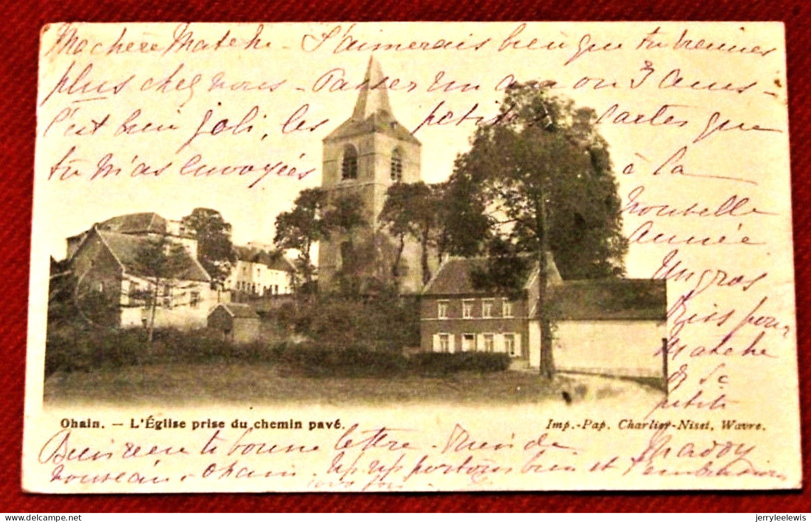 OHAIN    -   L'Eglise Prise Du Chemin Pavé       -  1905   - - Lasne