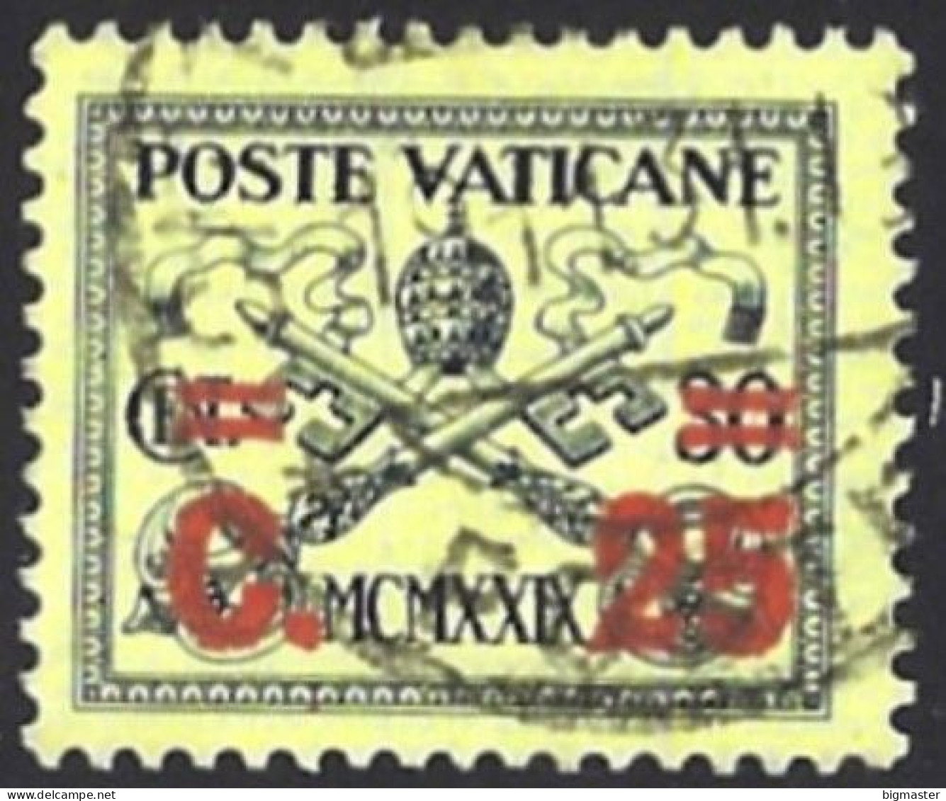 VAT 1931 Conciliazione Cent.30 Ovpt 25c - Giallino- Fu - Usati