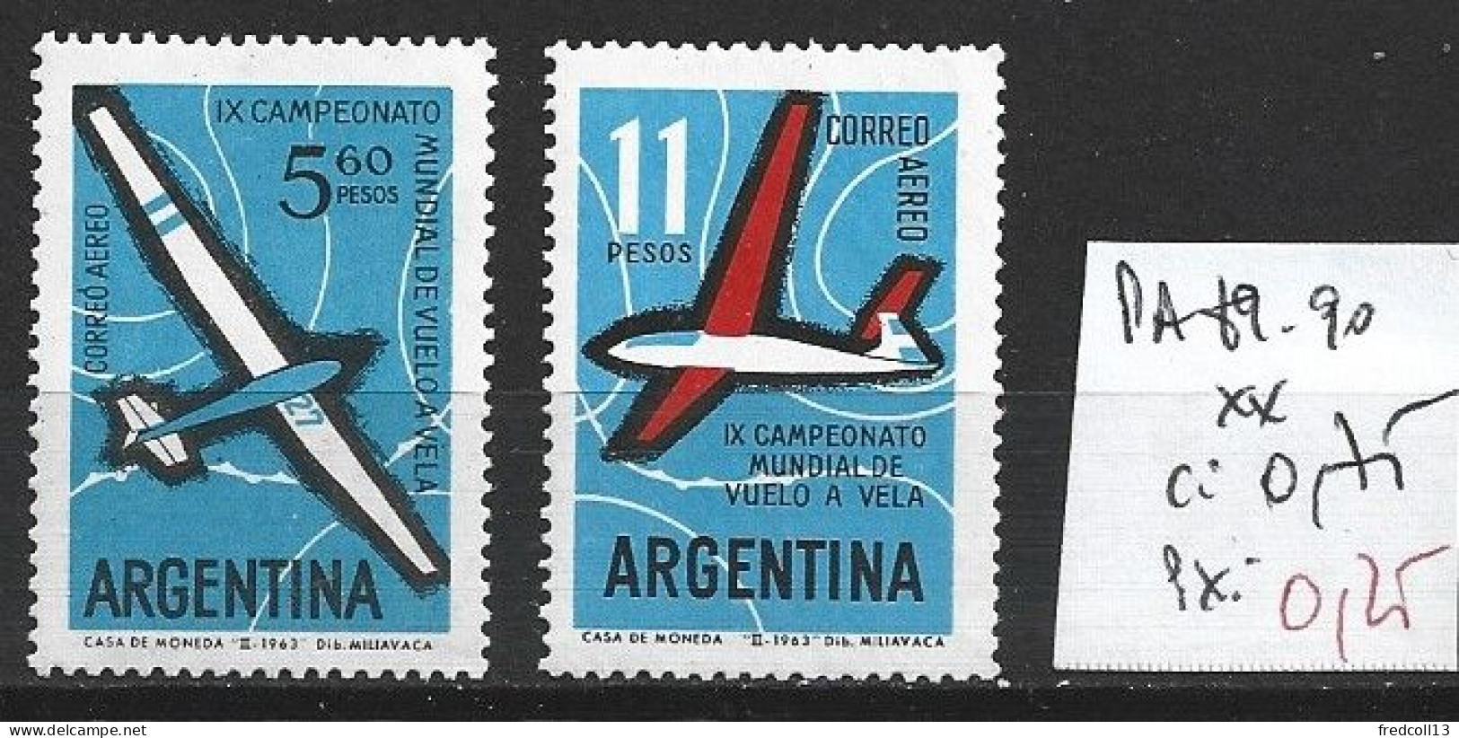 ARGENTINE PA 89-90 ** Côte 0.75 € - Posta Aerea