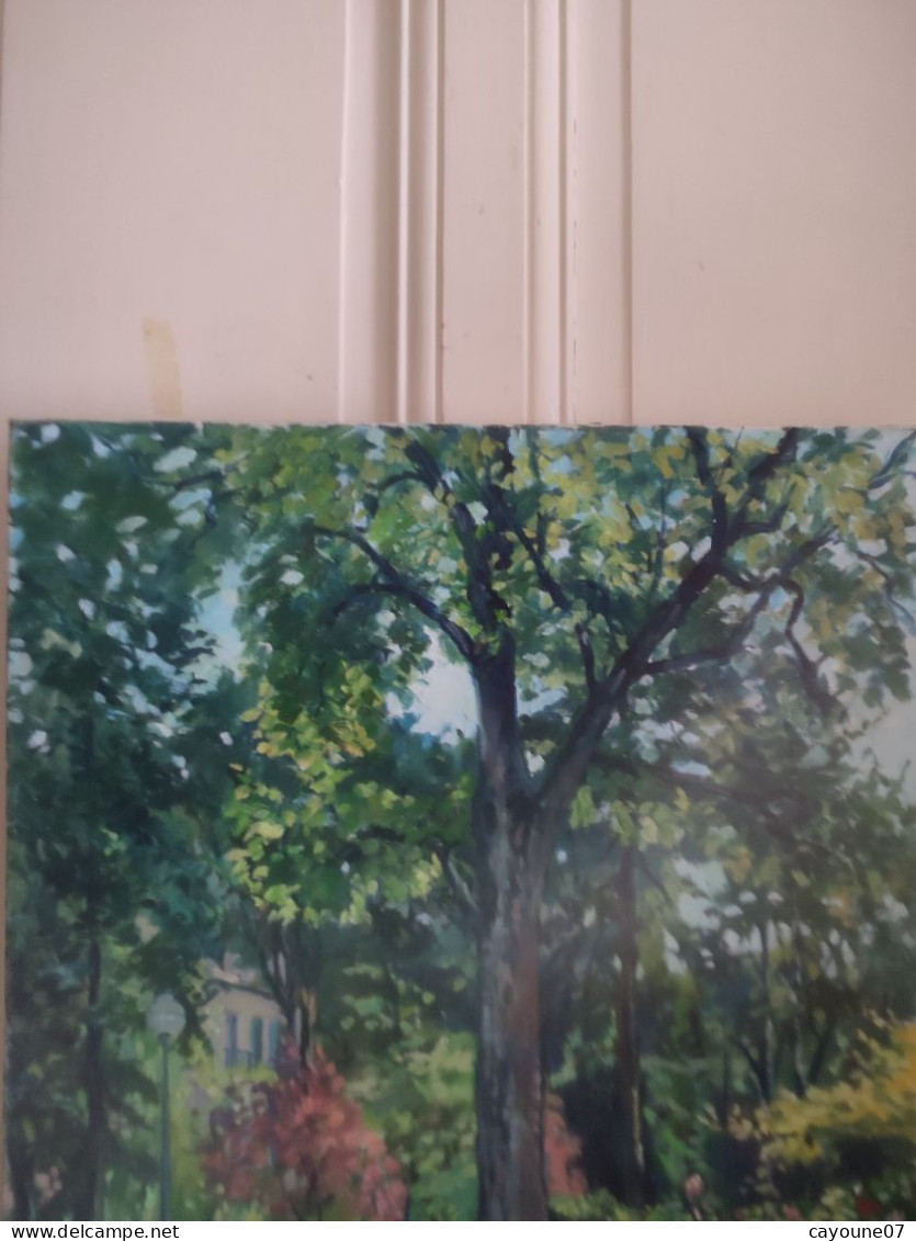 Fernand PROUST (XXème) Huile Sur Toile "Parc Monceau  Paris " Juin 1974 - Oleo