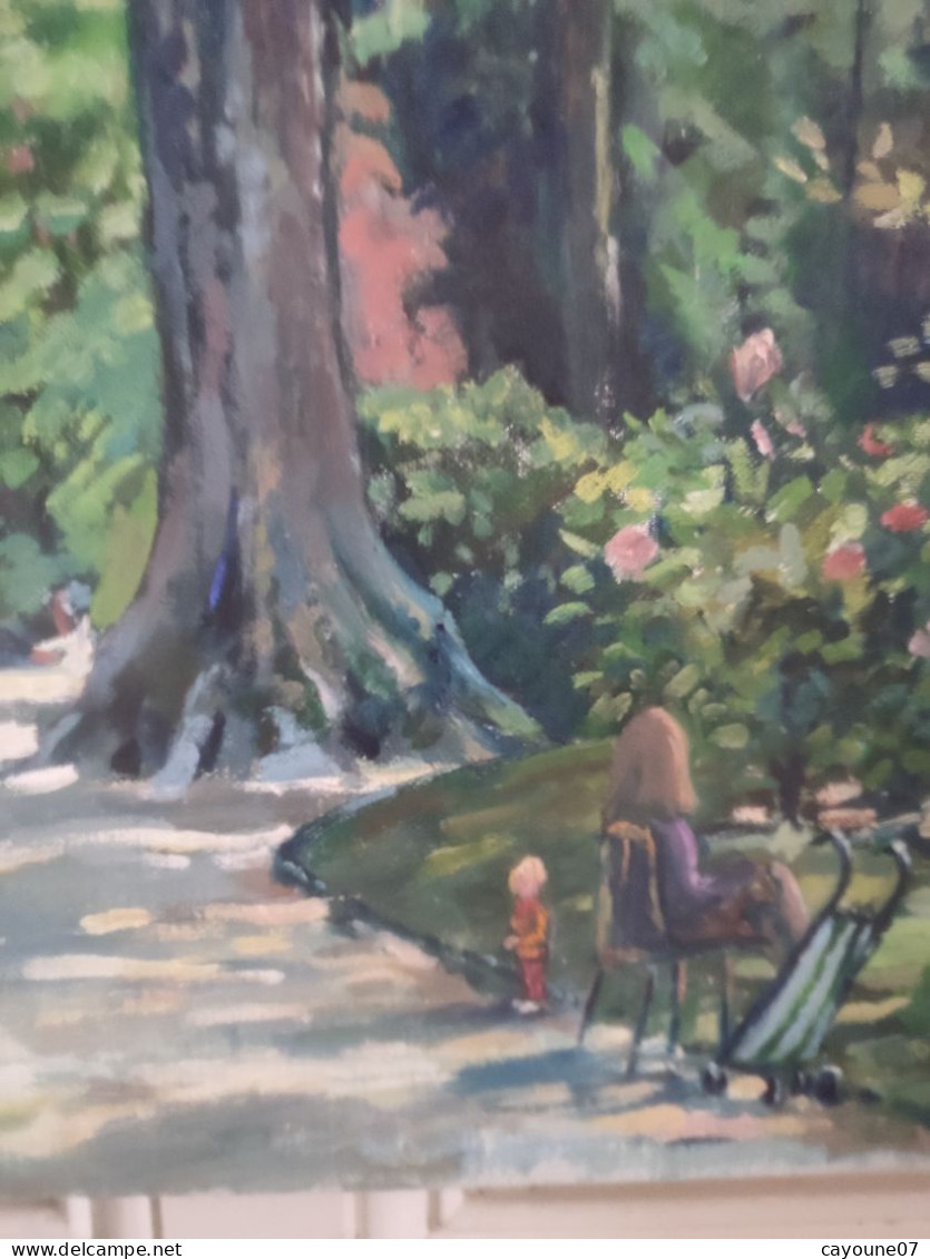 Fernand PROUST (XXème) huile sur toile "Parc Monceau  Paris " Juin 1974