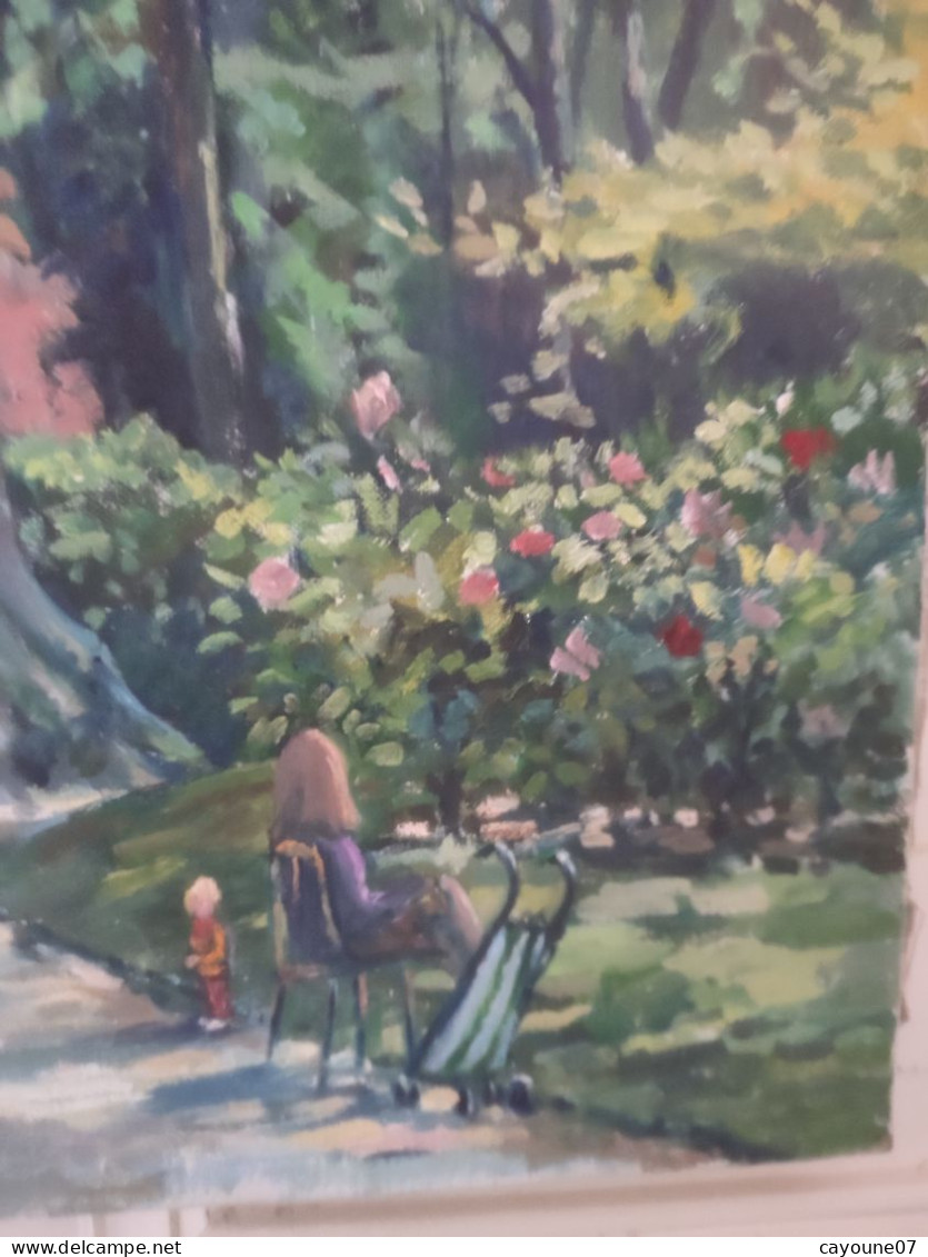 Fernand PROUST (XXème) huile sur toile "Parc Monceau  Paris " Juin 1974