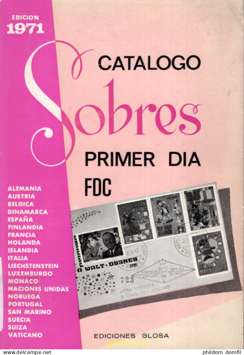 Catalogo Sobres Primer Dia FDC 1971 Ediciones Glosa - Motivkataloge