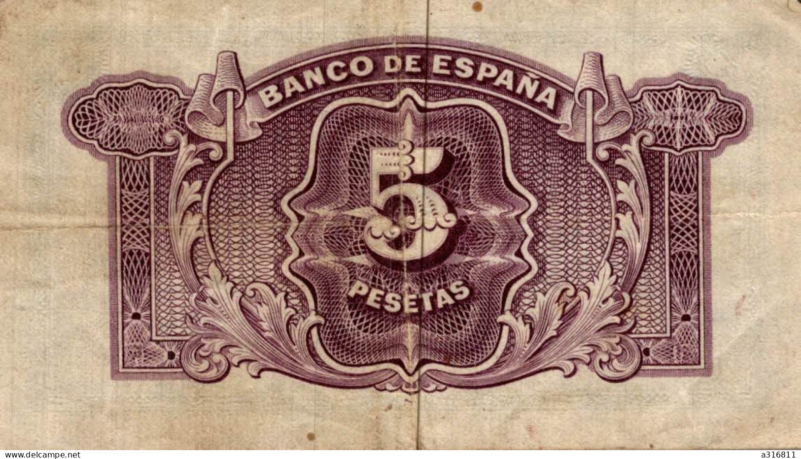 Billet Banco De  Espana Cinco Pesetas 1935 - Andere & Zonder Classificatie