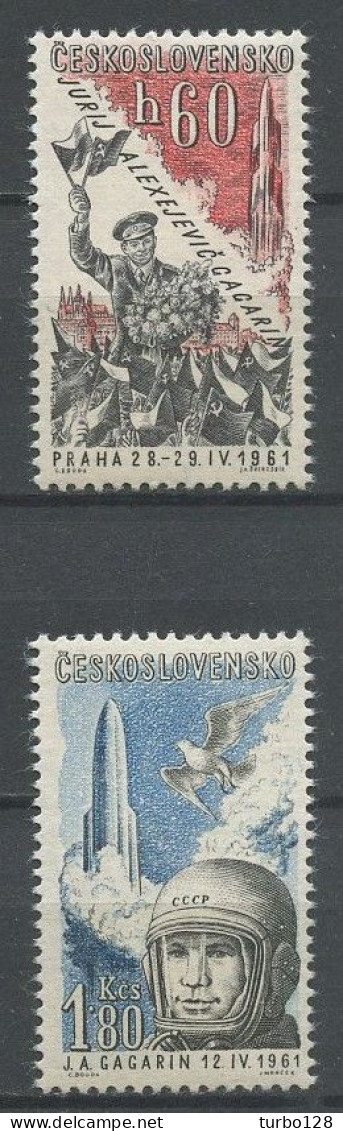 TCHECOSLOVAQUIE 1961 PA N° 51/52 ** Neufs MNH Superbes C 1.50 € Premier Cosmonaute Gagarin à Prague Espace Space - Airmail