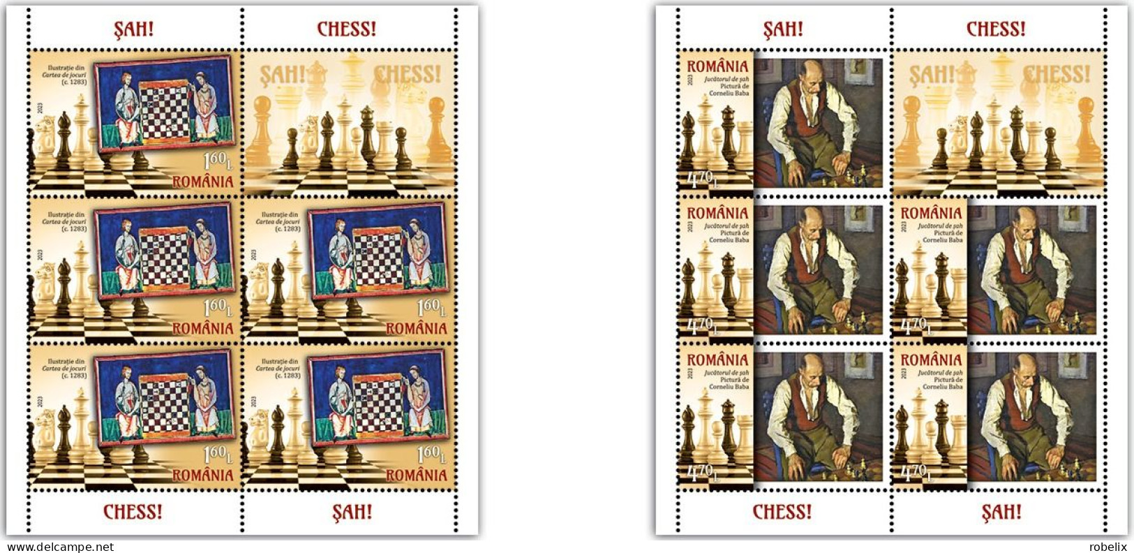 ROMANIA 2023 CHESS  Set Of 4 Sheets With 5 Stamps+ 1 Label  MNH** - Scacchi