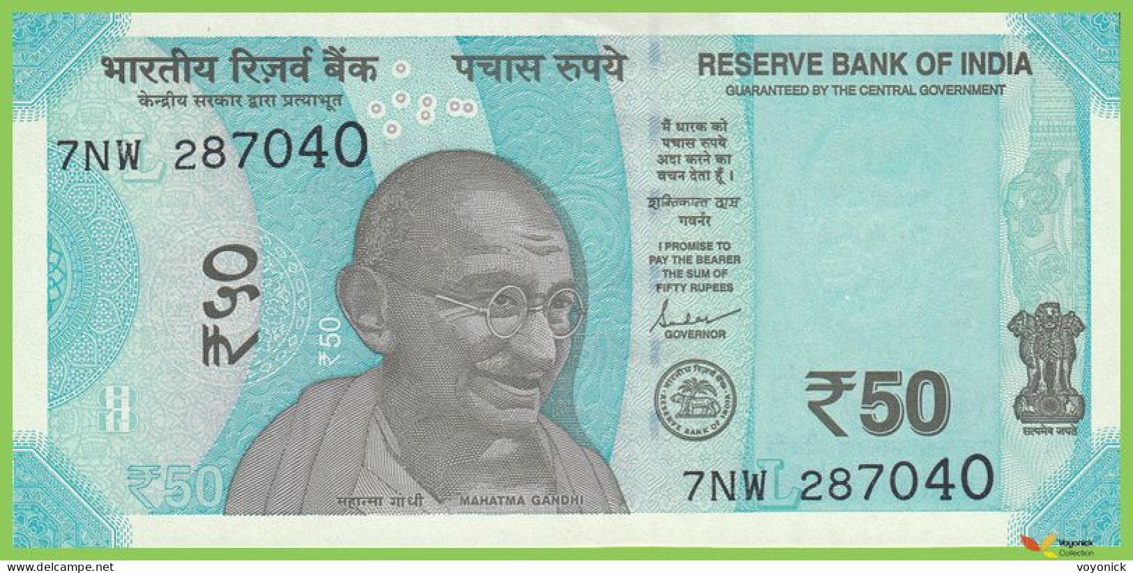 Voyo INDIA 50 Rupees 2022 P111n B300f 7NW Letter L UNC - India