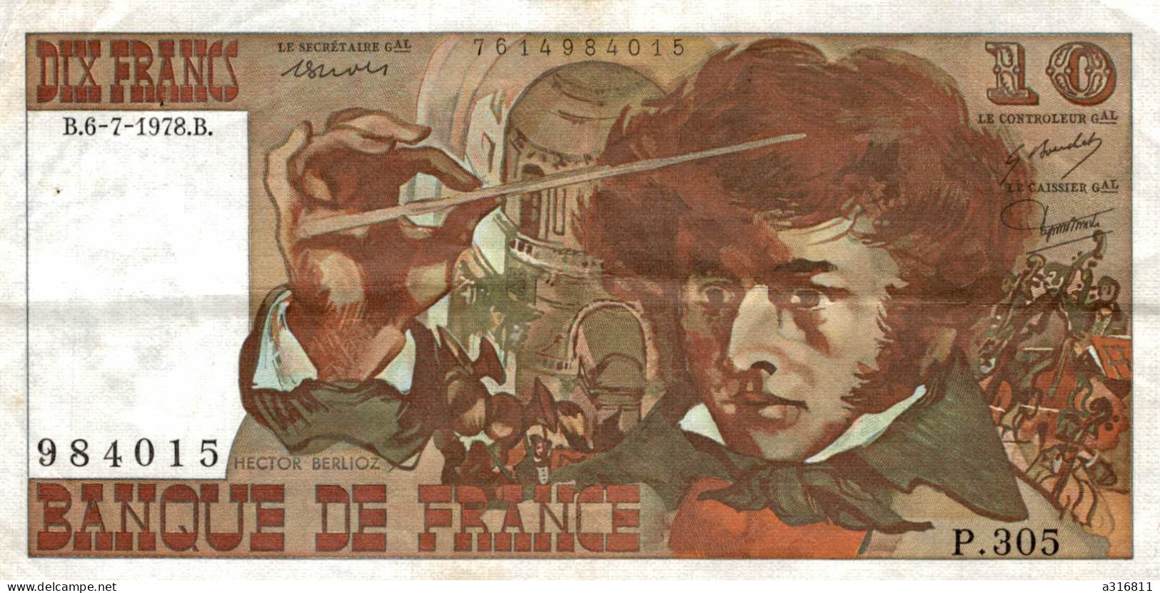 Billet Dix Francs 1978 - 10 F 1972-1978 ''Berlioz''