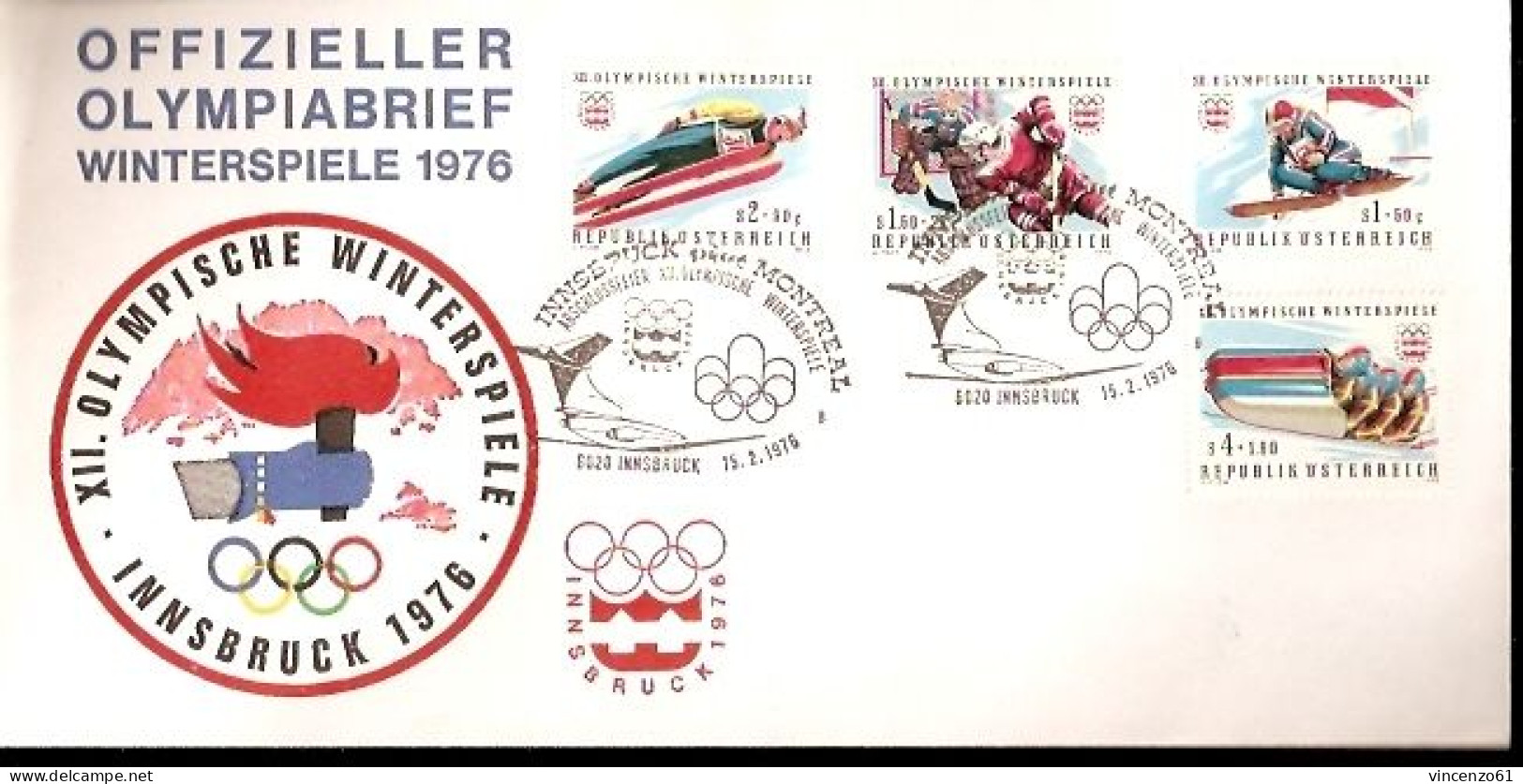 INNSBRUCK OLIMPICS GAME COMPLETE SERIE WITH SPECIAL STAMP - Hiver 1976: Innsbruck