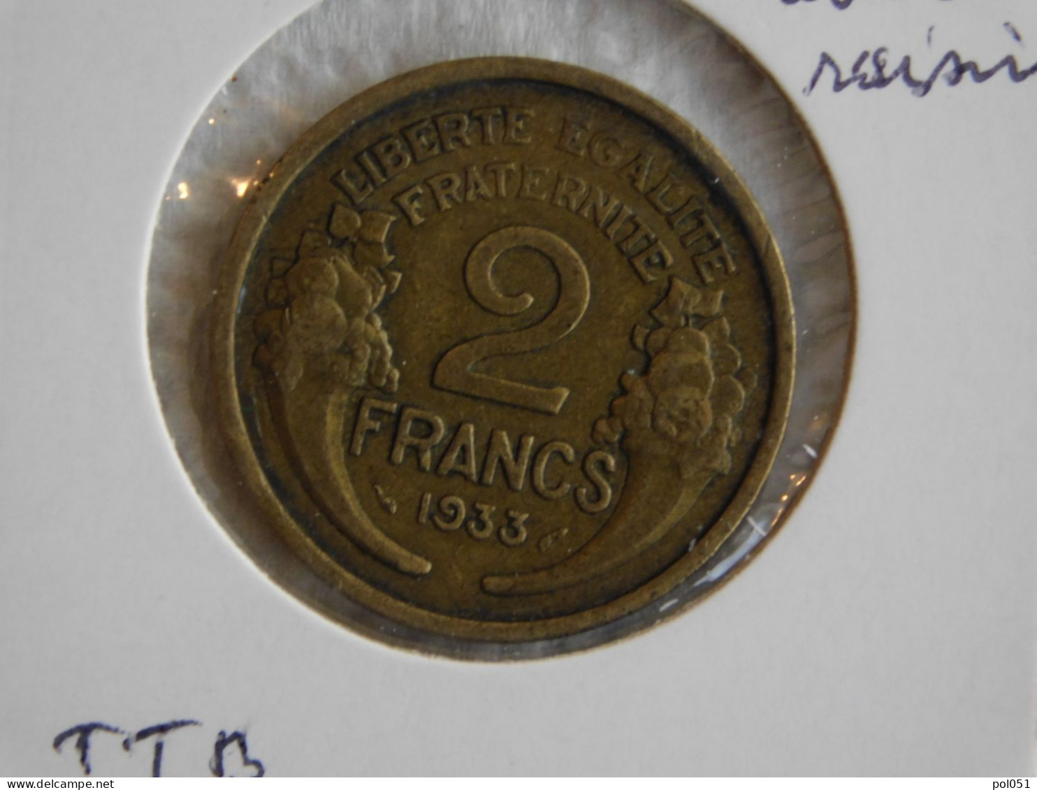 France 2 Francs 1933 Avec Raisin MORLON (800) - 2 Francs
