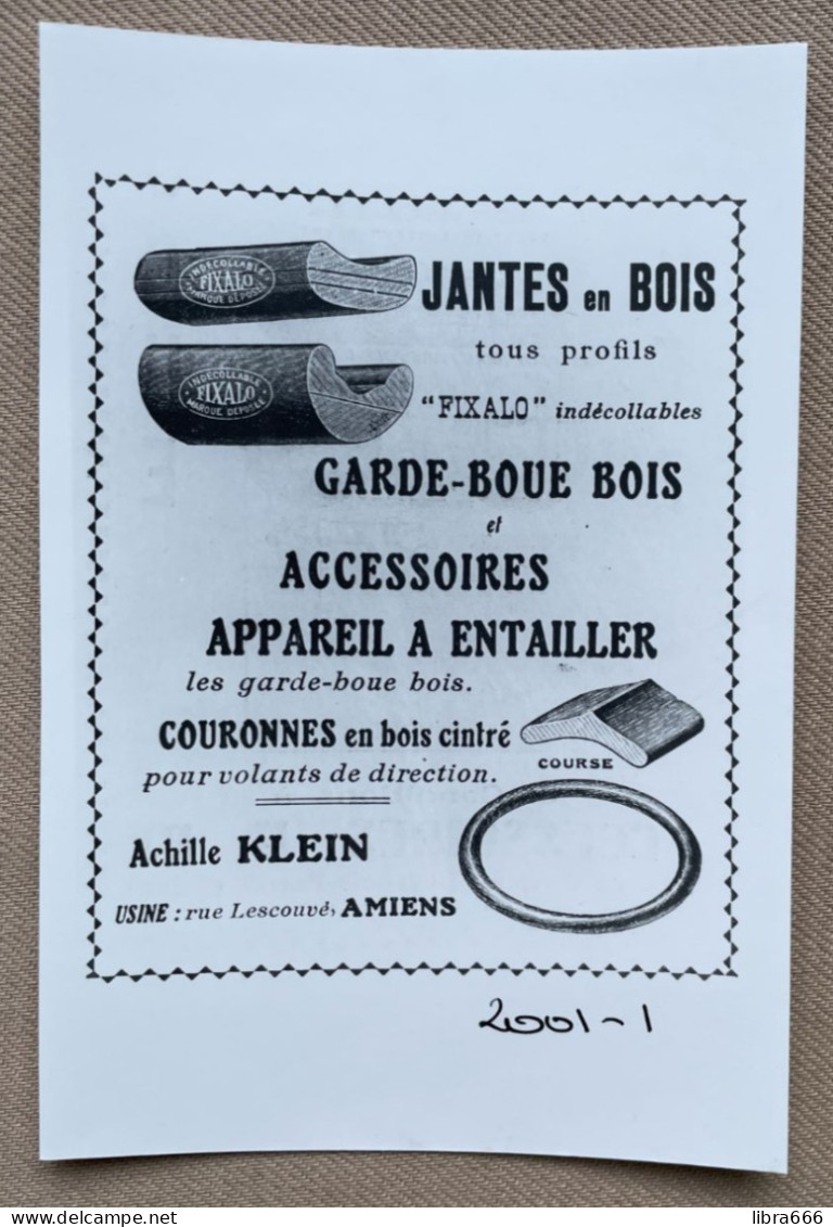 FIXALO - A. KLEIN, Amiens - Accessoires Cycles 15x10cm (REPRO PHOTO! Zie Beschrijving, Voir Description See Description) - Cyclisme