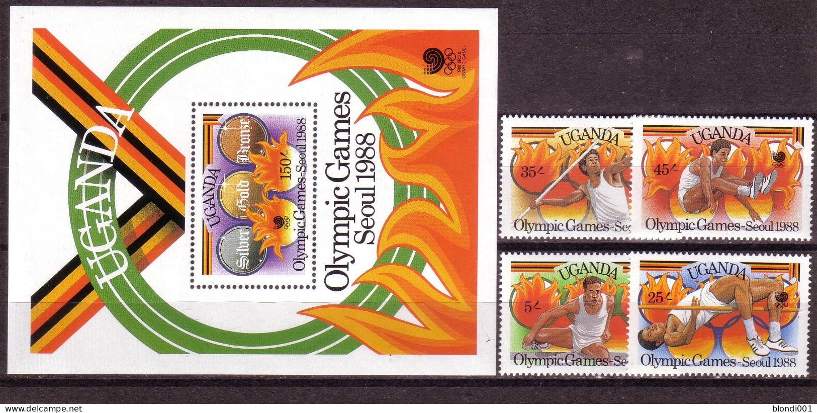 Olympics 1988 - Athletics - UGANDA - S/S+Set MNH - Summer 1988: Seoul