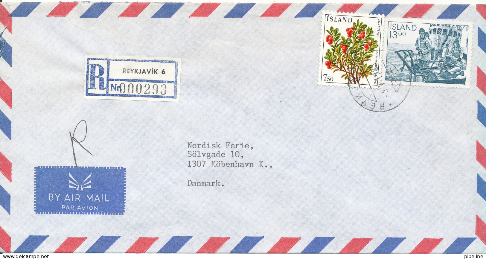 Iceland Registered Air Mail Cover Sent To Denmark Reykjavik 3-1-1985 ?? - Covers & Documents