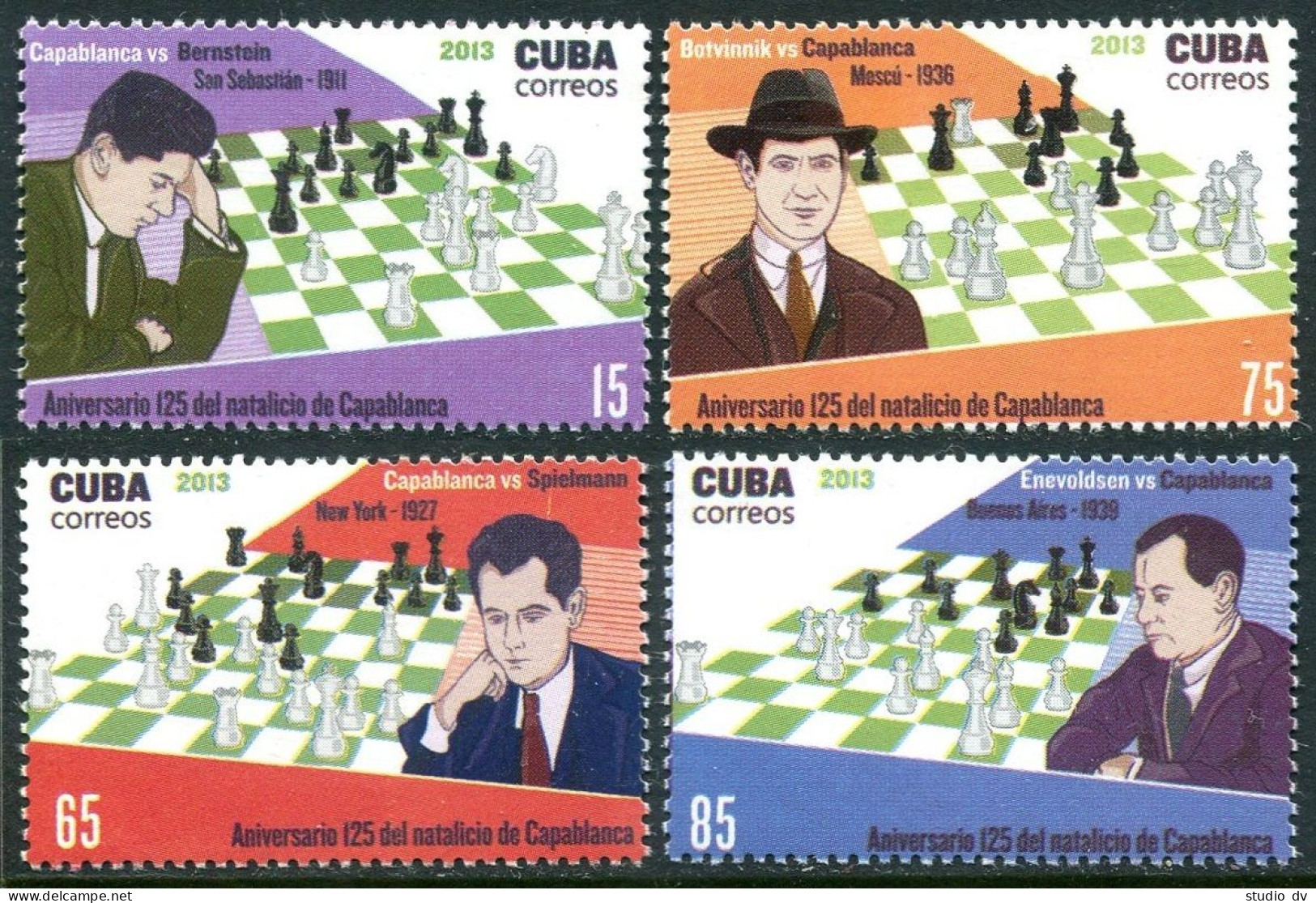 Cuba 5372-5375, MNH. Chess Champion Jose Raul Capablanca, 2013. - Unused Stamps