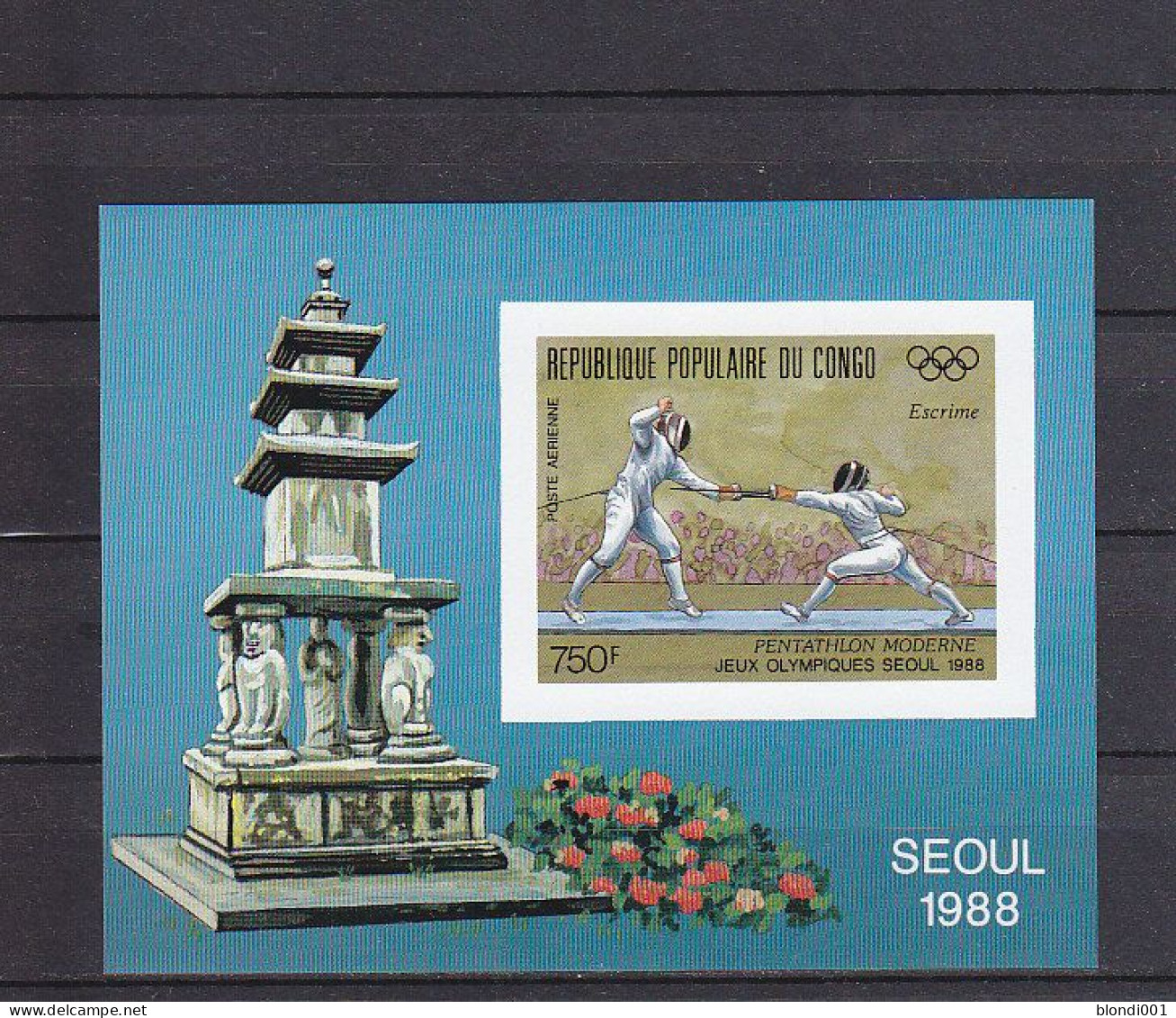 Olympics 1988 - Fencing - CONGO - S/S Imp. MNH - Ete 1988: Séoul