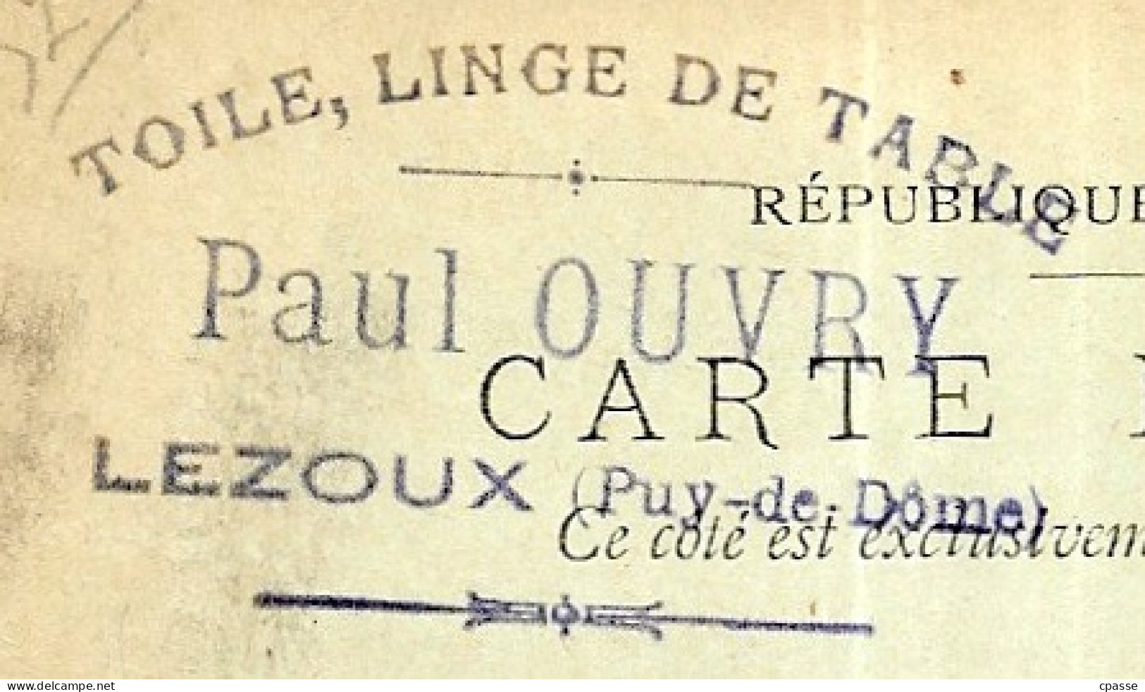 1900 CPA Carte Postale Commerciale PAUL OUVRY 63 LEZOUX Toile Linge... Pour 88 GERARDMER Entier Postal 89-CP5 - Lezoux