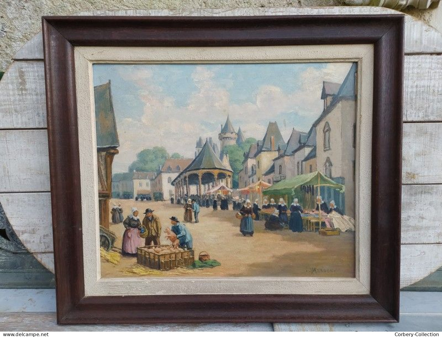 Ancien Tableau Marché Breton Signé L. Masson  Signé L. Masson (Lucien Masson) - Huiles