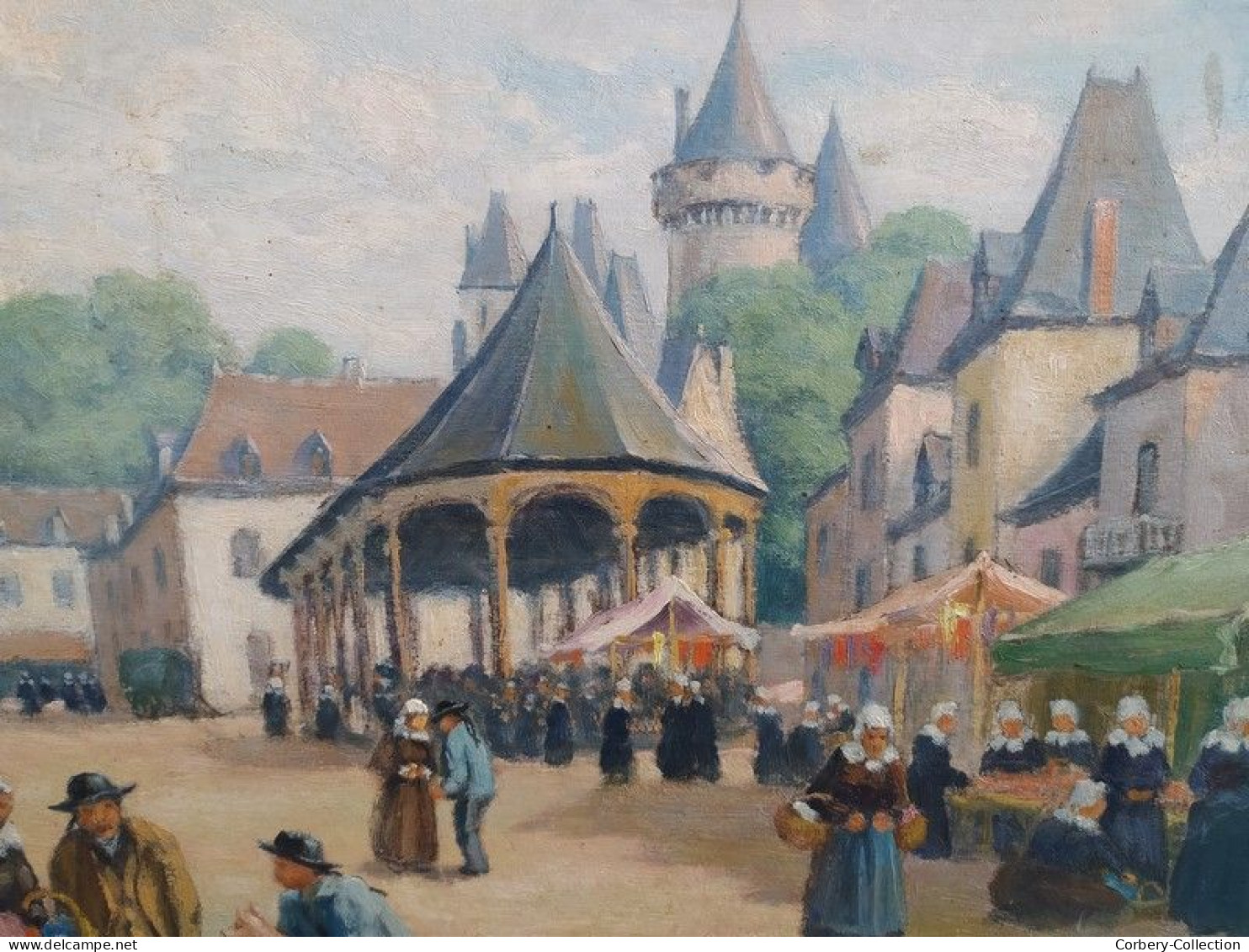 Ancien Tableau Marché Breton Signé L. Masson  Signé L. Masson (Lucien Masson)