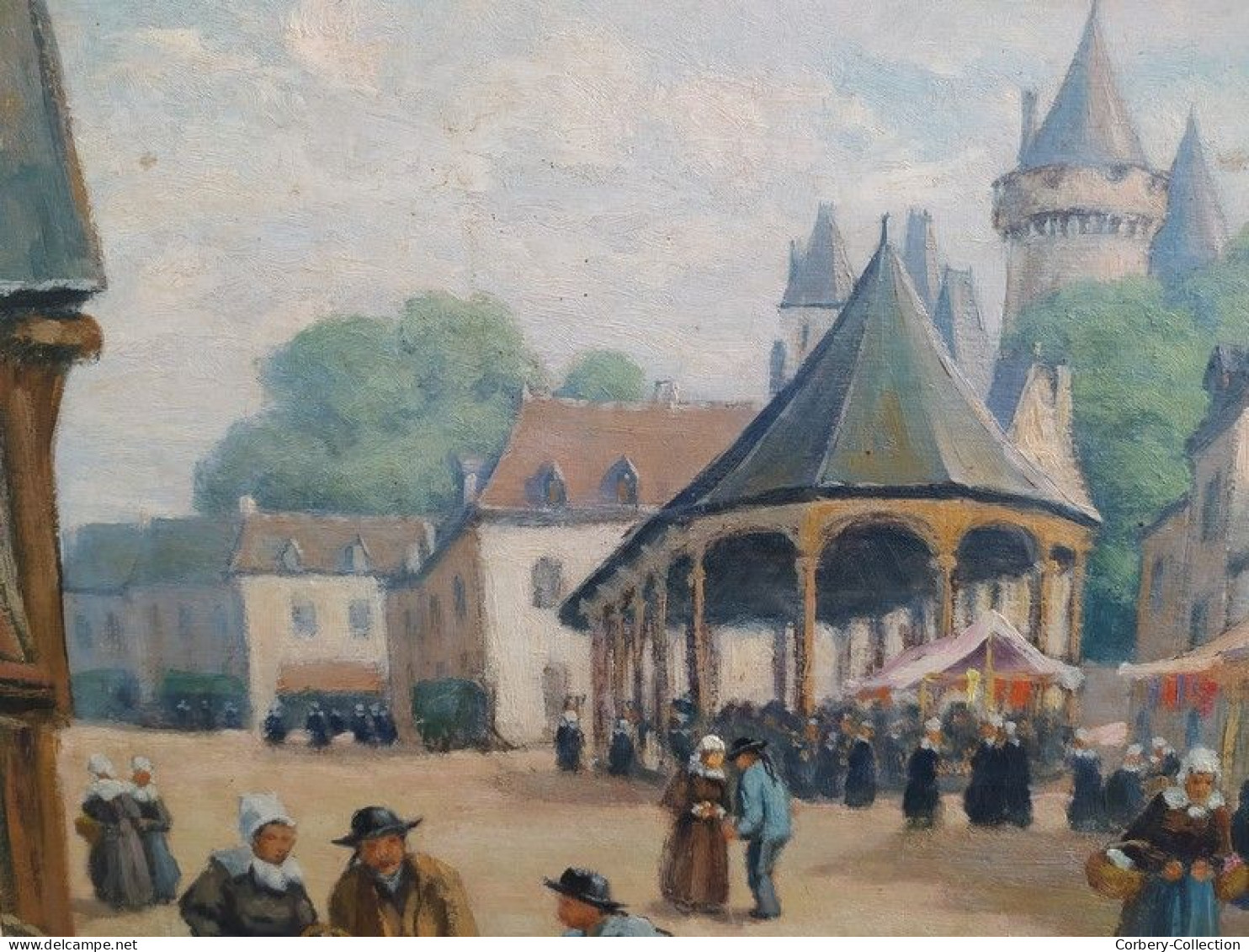 Ancien Tableau Marché Breton Signé L. Masson  Signé L. Masson (Lucien Masson)