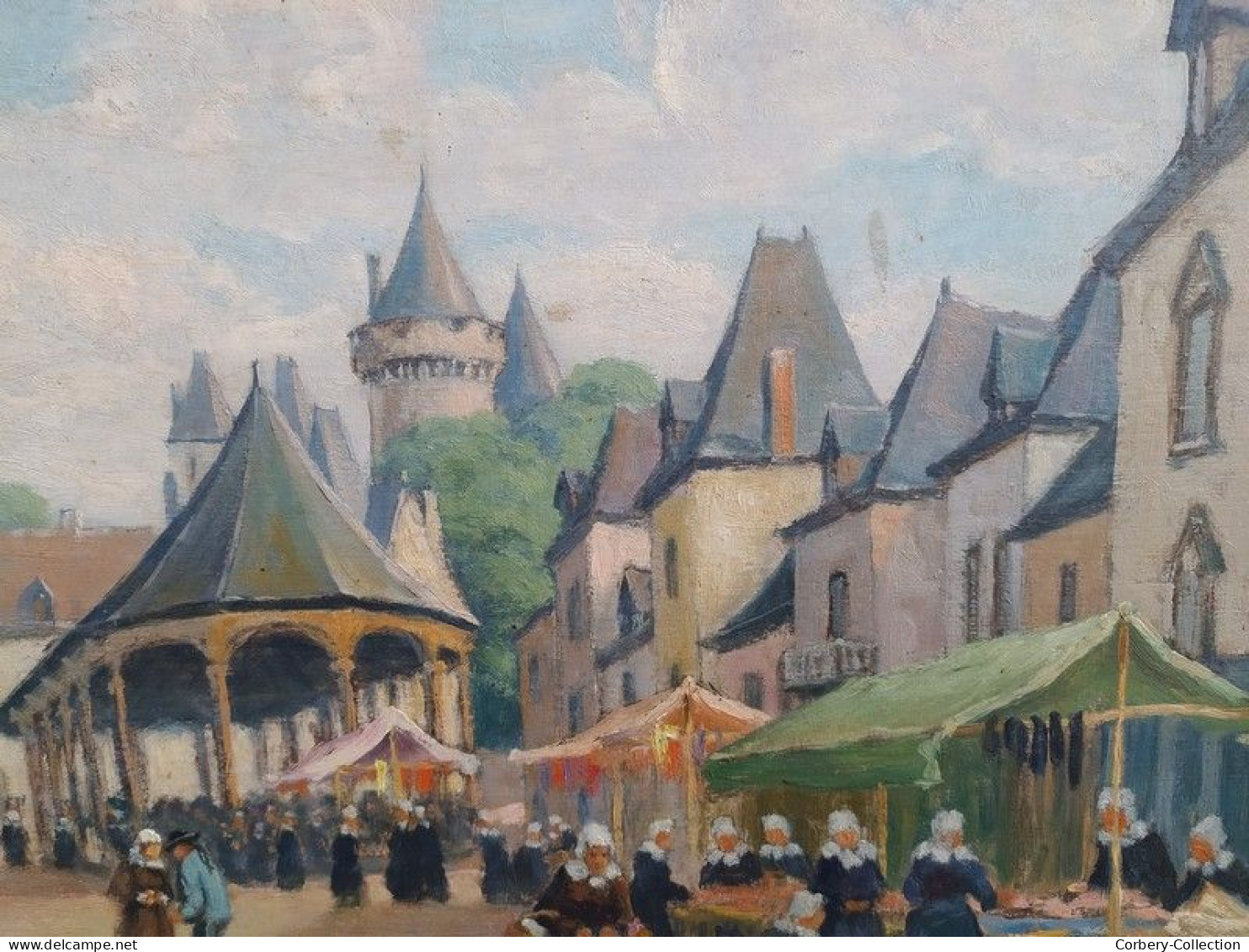 Ancien Tableau Marché Breton Signé L. Masson  Signé L. Masson (Lucien Masson)