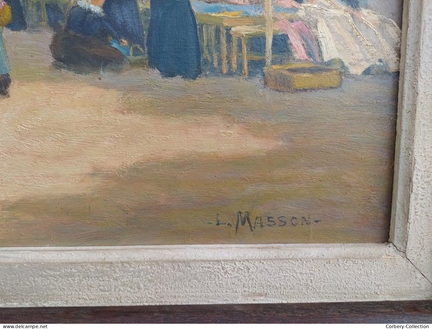 Ancien Tableau Marché Breton Signé L. Masson  Signé L. Masson (Lucien Masson)