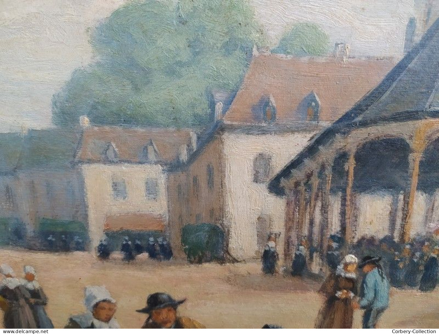 Ancien Tableau Marché Breton Signé L. Masson  Signé L. Masson (Lucien Masson)