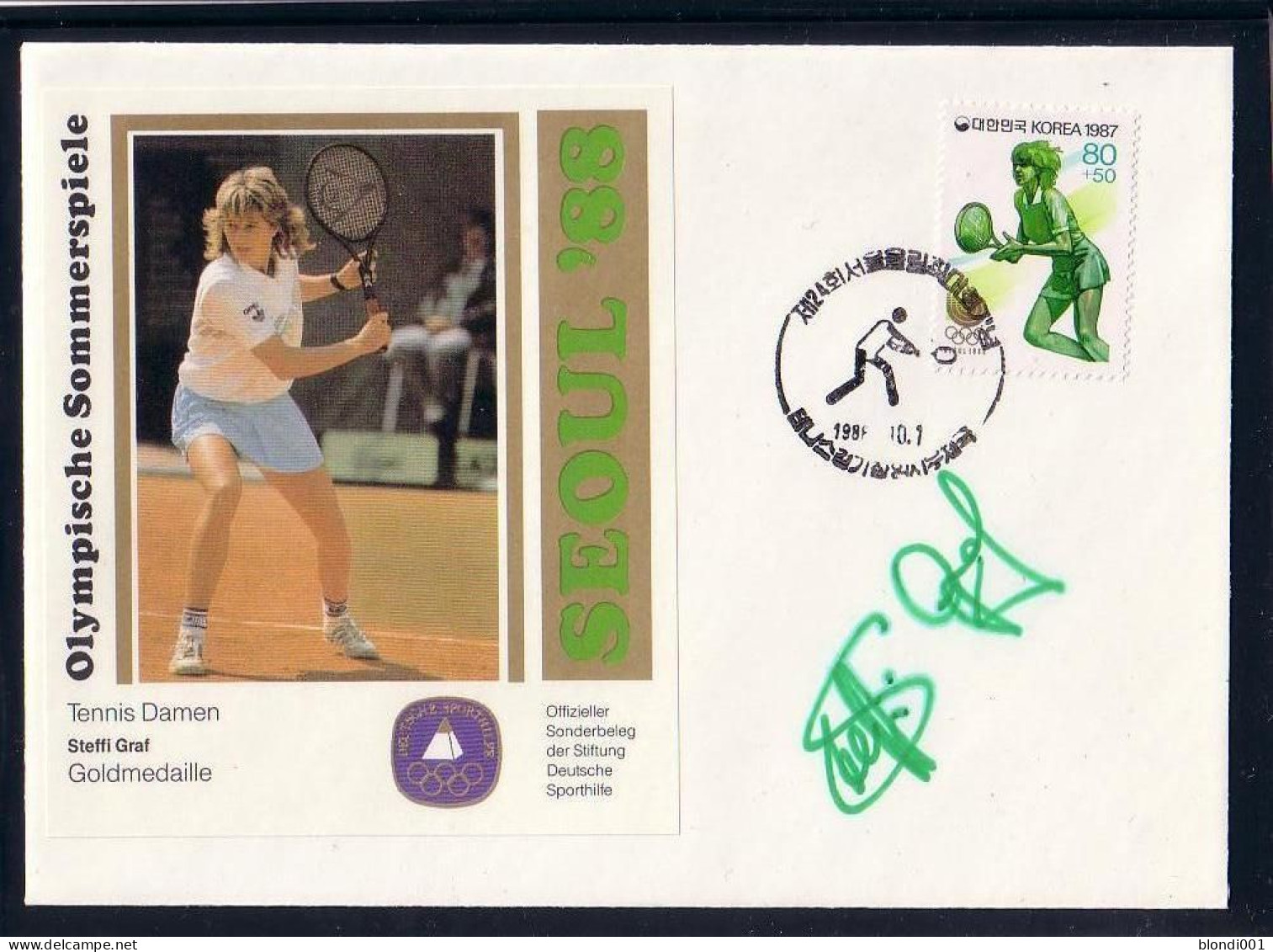 Olympics 1988 - Tennis - SOUTH KOREA - FSC Cover With Signature - Ete 1988: Séoul