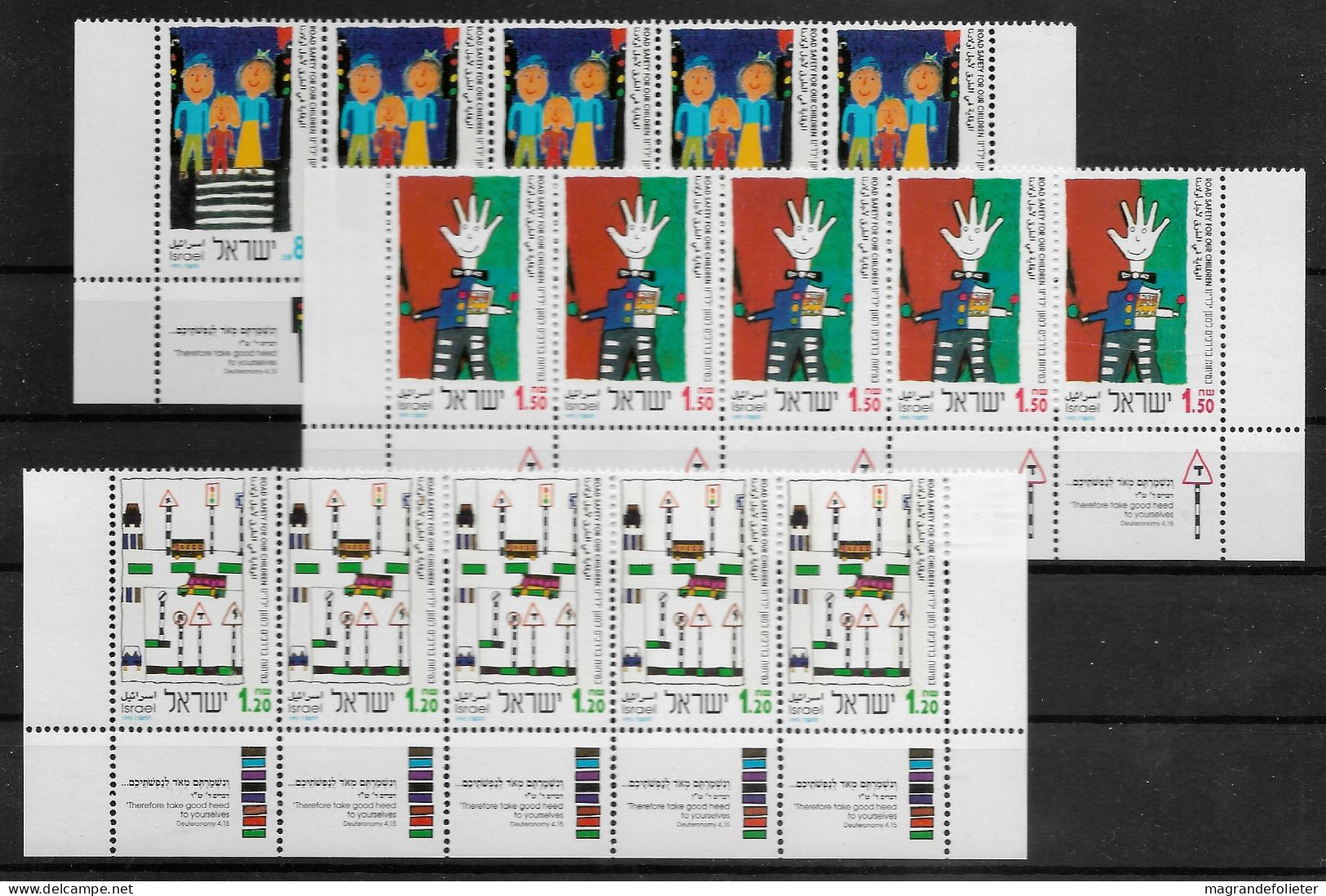 TIMBRE STAMP ZEGEL ISRAEL PETIT LOT 5 X 1211-13  XX - Neufs (avec Tabs)